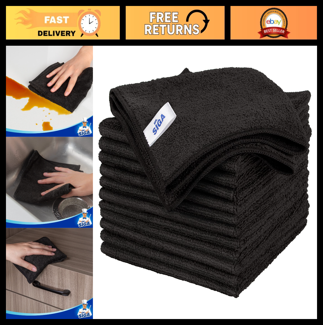 Streak-Free Microfiber Cleaning Cloths - 12 Pack, Ultra-Absorbent Towels0