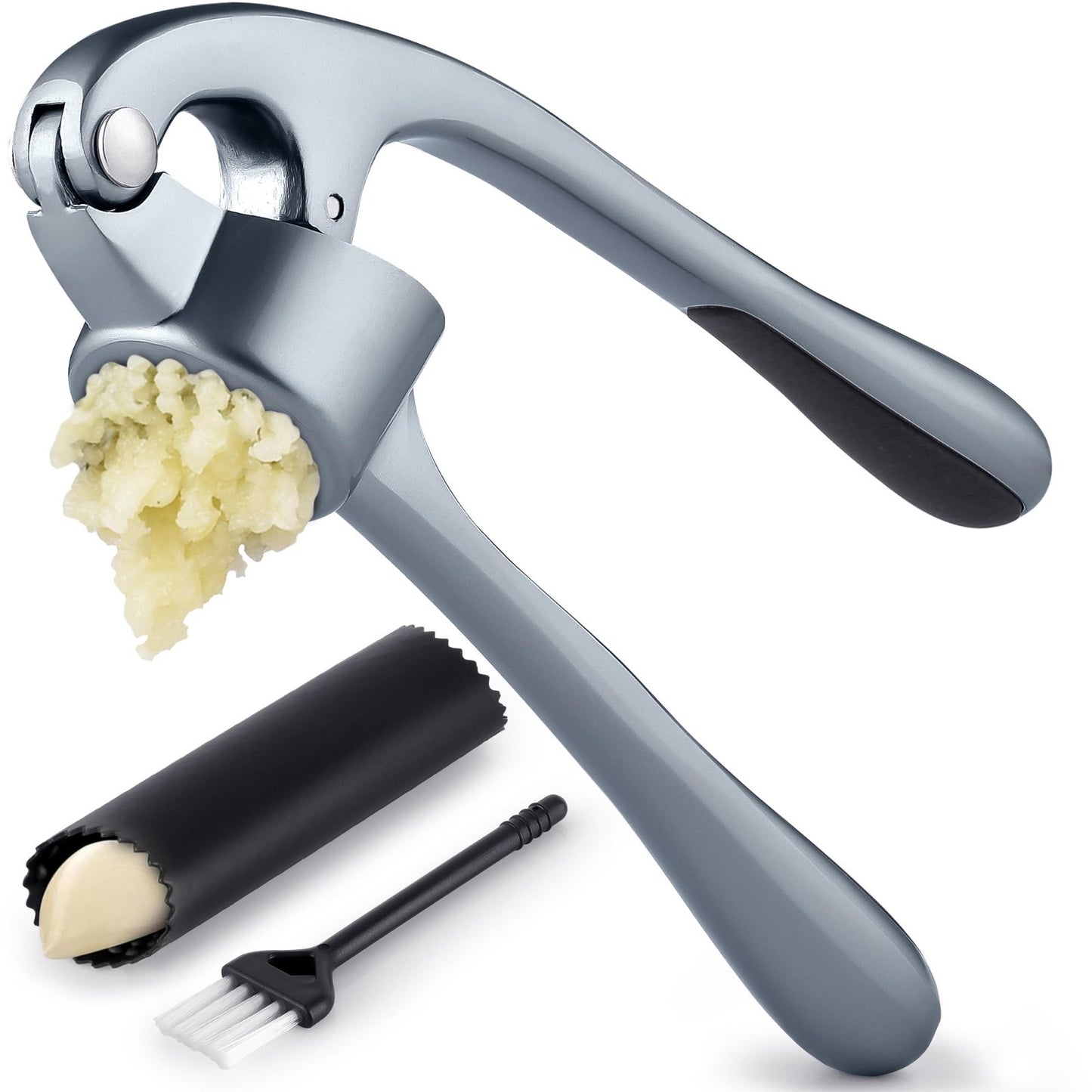 Premium Garlic Press Set   Rust Proof Mincer Tool, Easy Squeeze, Ergonomic Handl1