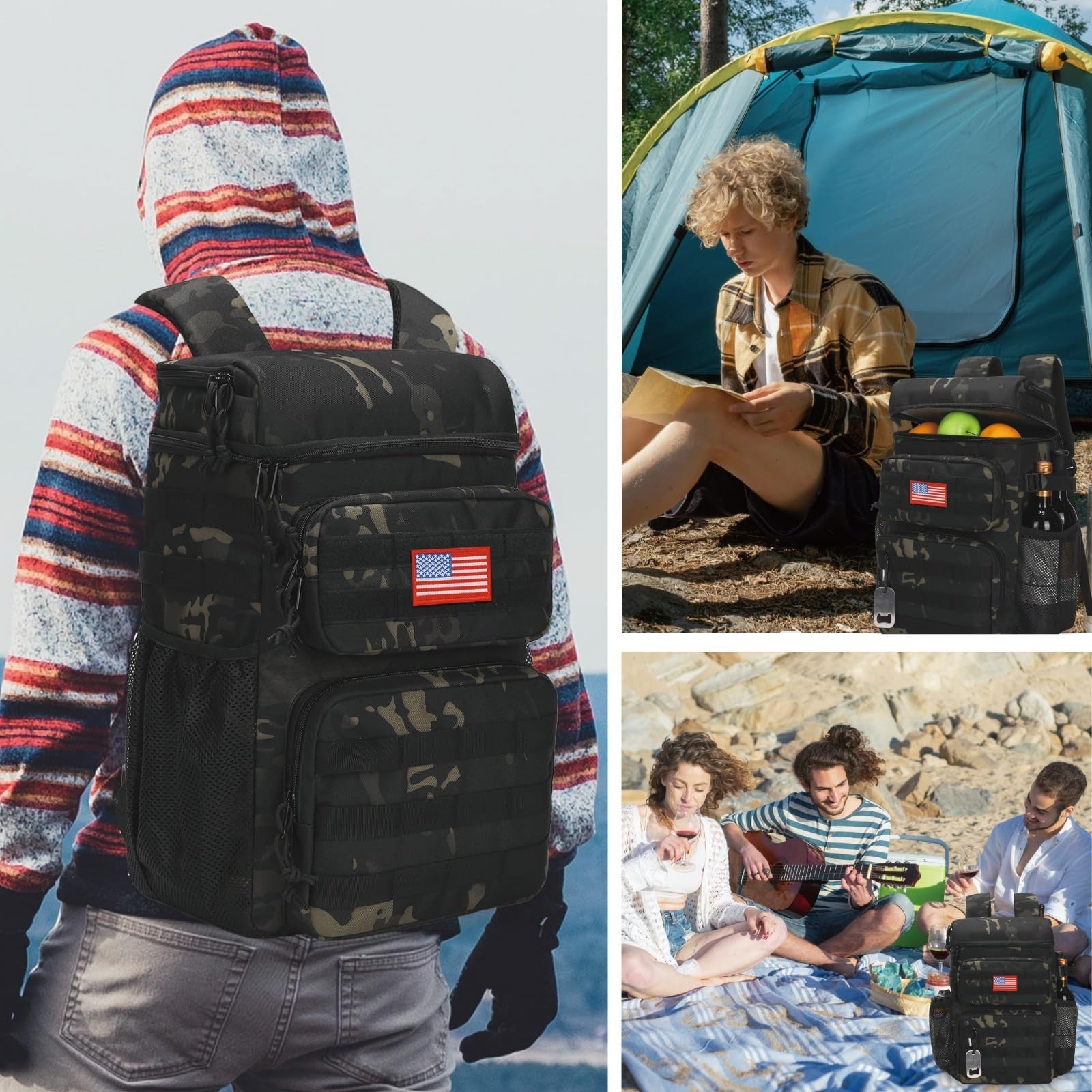 Tactical Insulated Cooler Backpack - Lightweight, Leakproof, Waterproof for Camp1