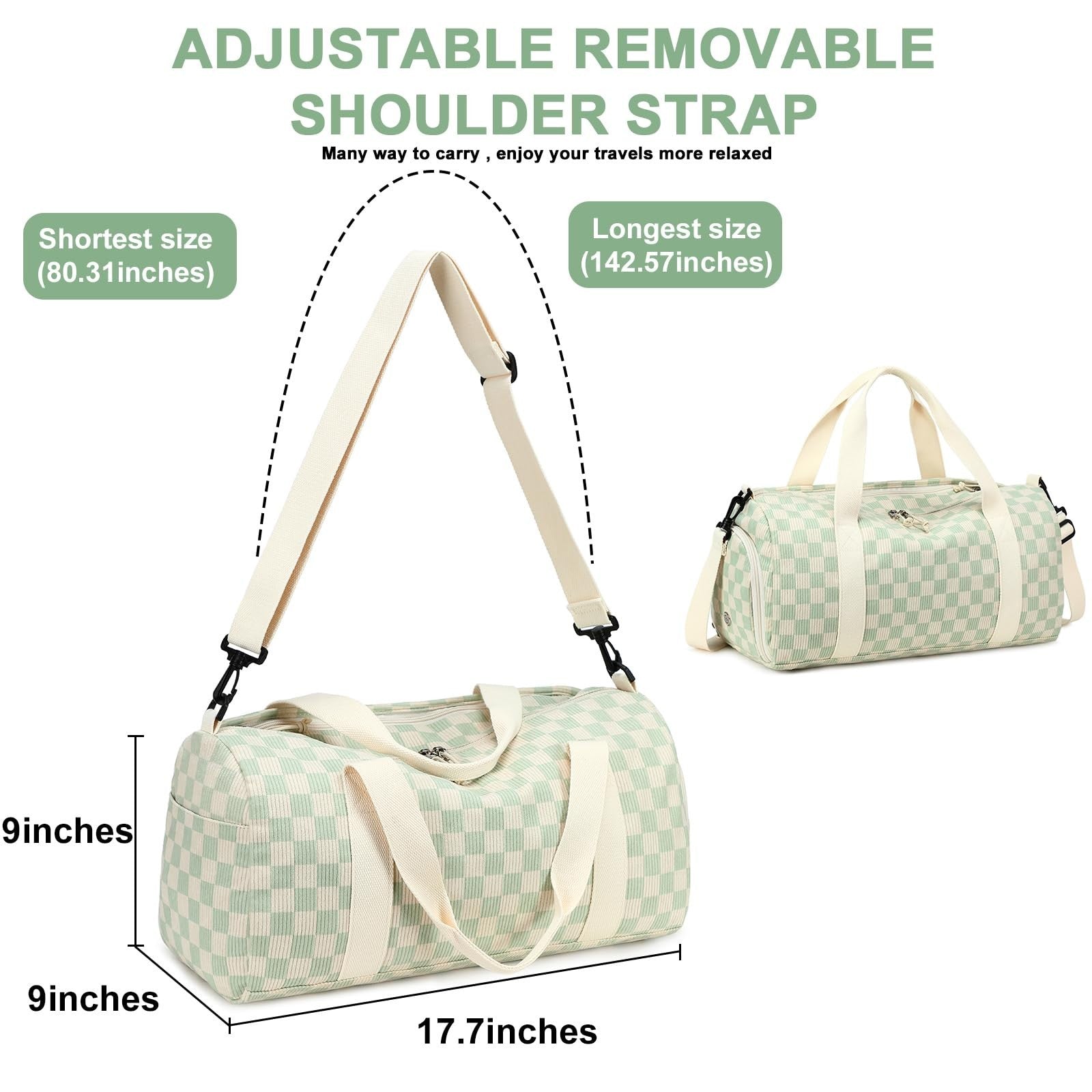 Cute Girls Duffle Bag with Shoe Compartment & Wet Separation - Waterproof Gym &4
