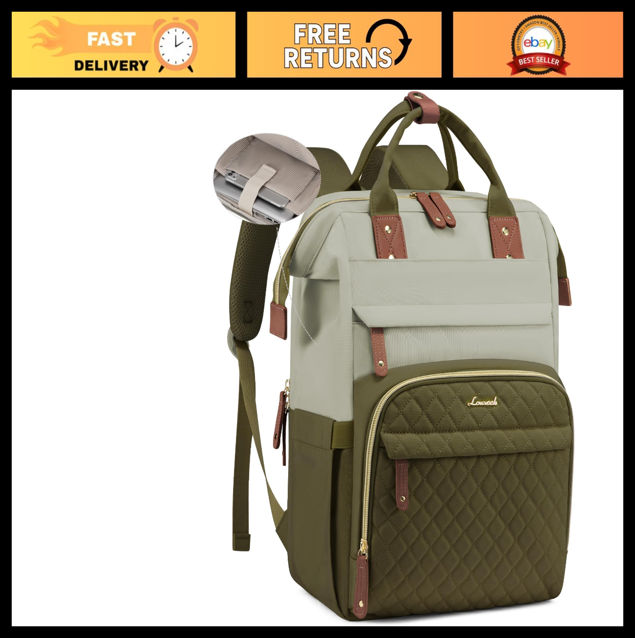 Waterproof 15.6" Laptop Backpack for Women, Travel Work Bag, Teacher Purse, Coll0