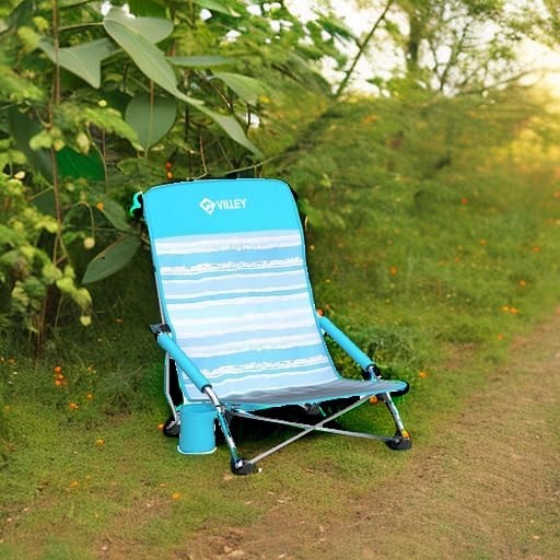 2 Pack Lightweight Folding Beach Chairs - High Back, Portable with Cup Holder -2
