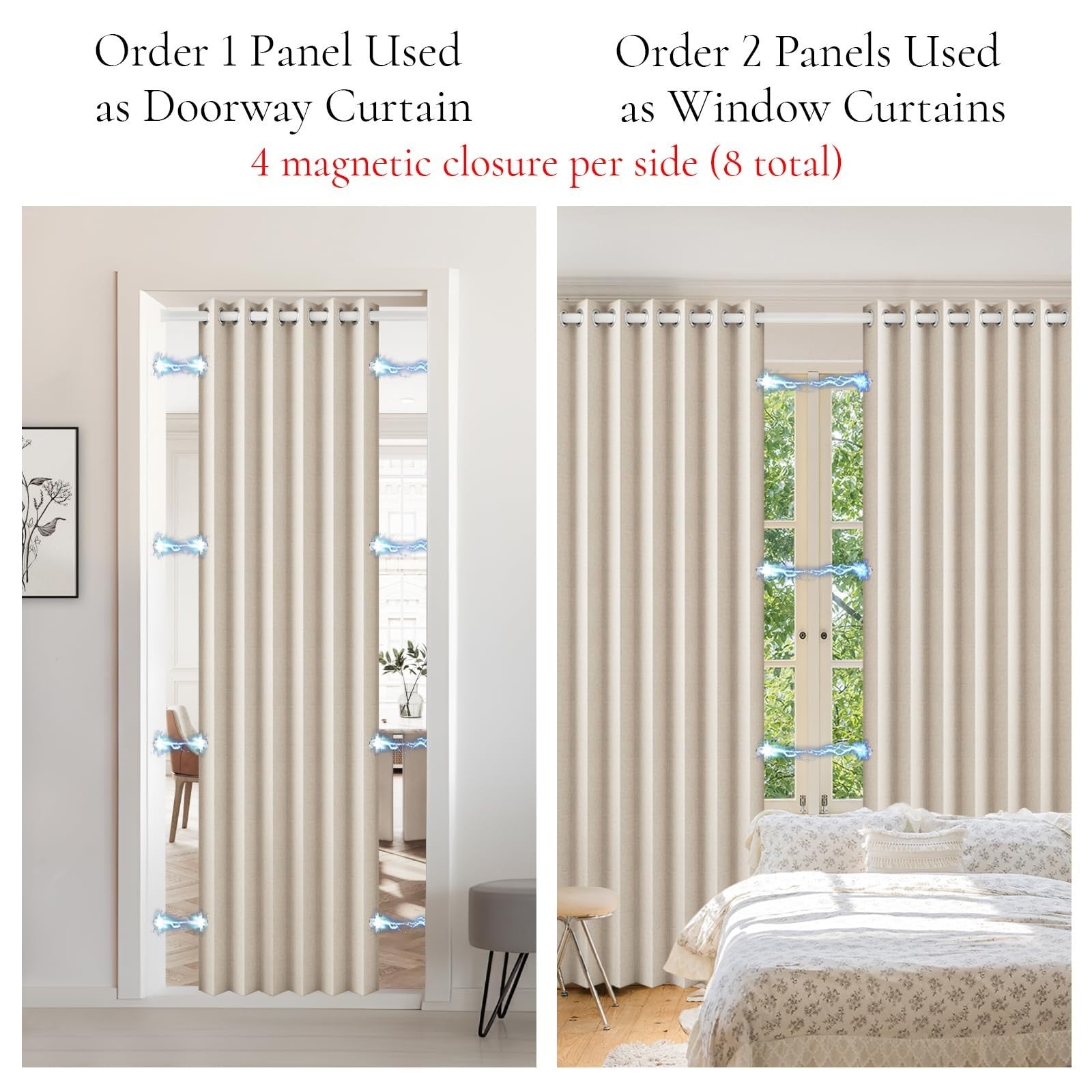 96 Inch Faux Linen Blackout Curtains, Thermal Insulated Drapes, Pinch Pleated, W7
