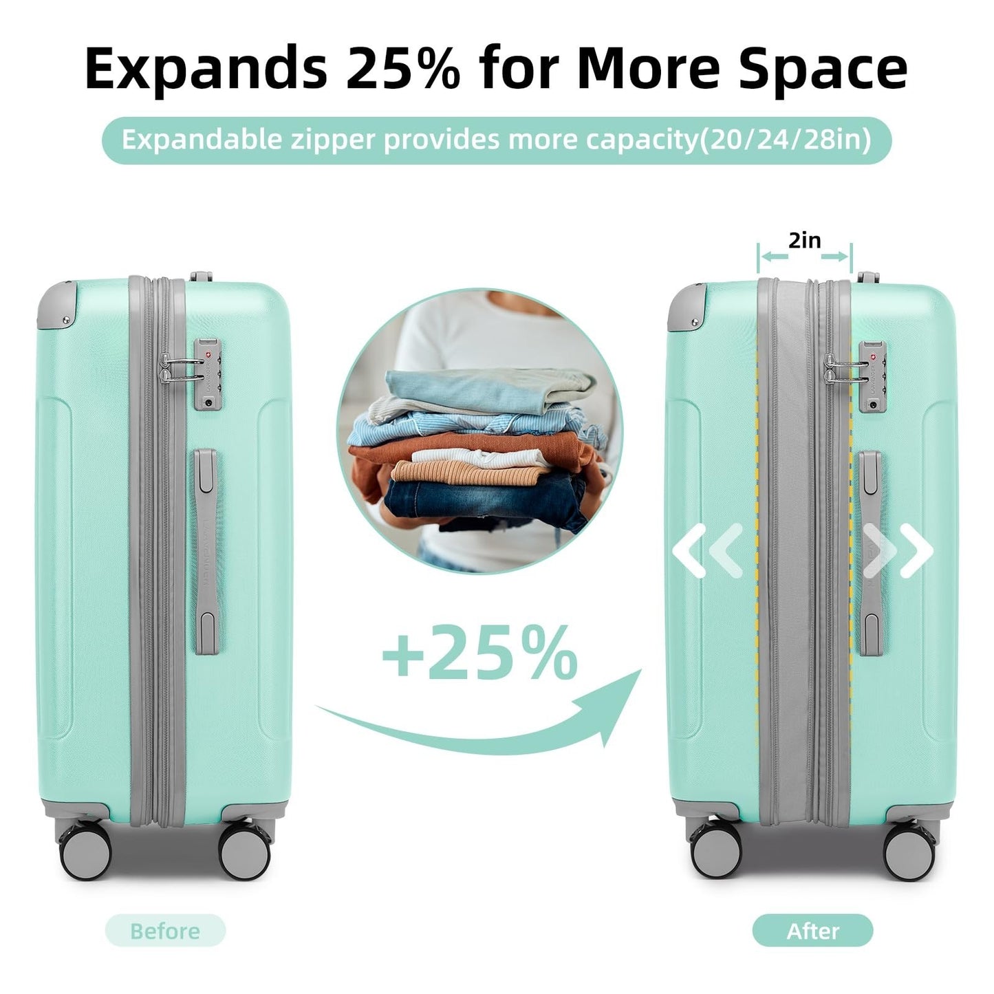 6-Piece Expandable Luggage Set with 360° Spinner Wheels & TSA Lock, Lightweight2
