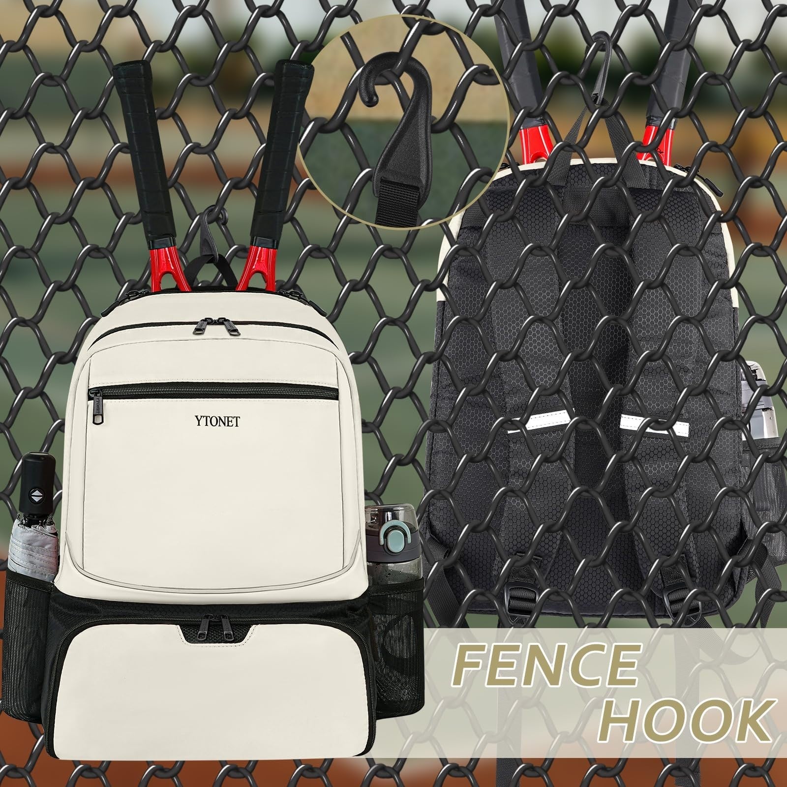 Insulated Tennis Backpack for Men & Women - 2 Rackets, Shoe Compartment, Durable5