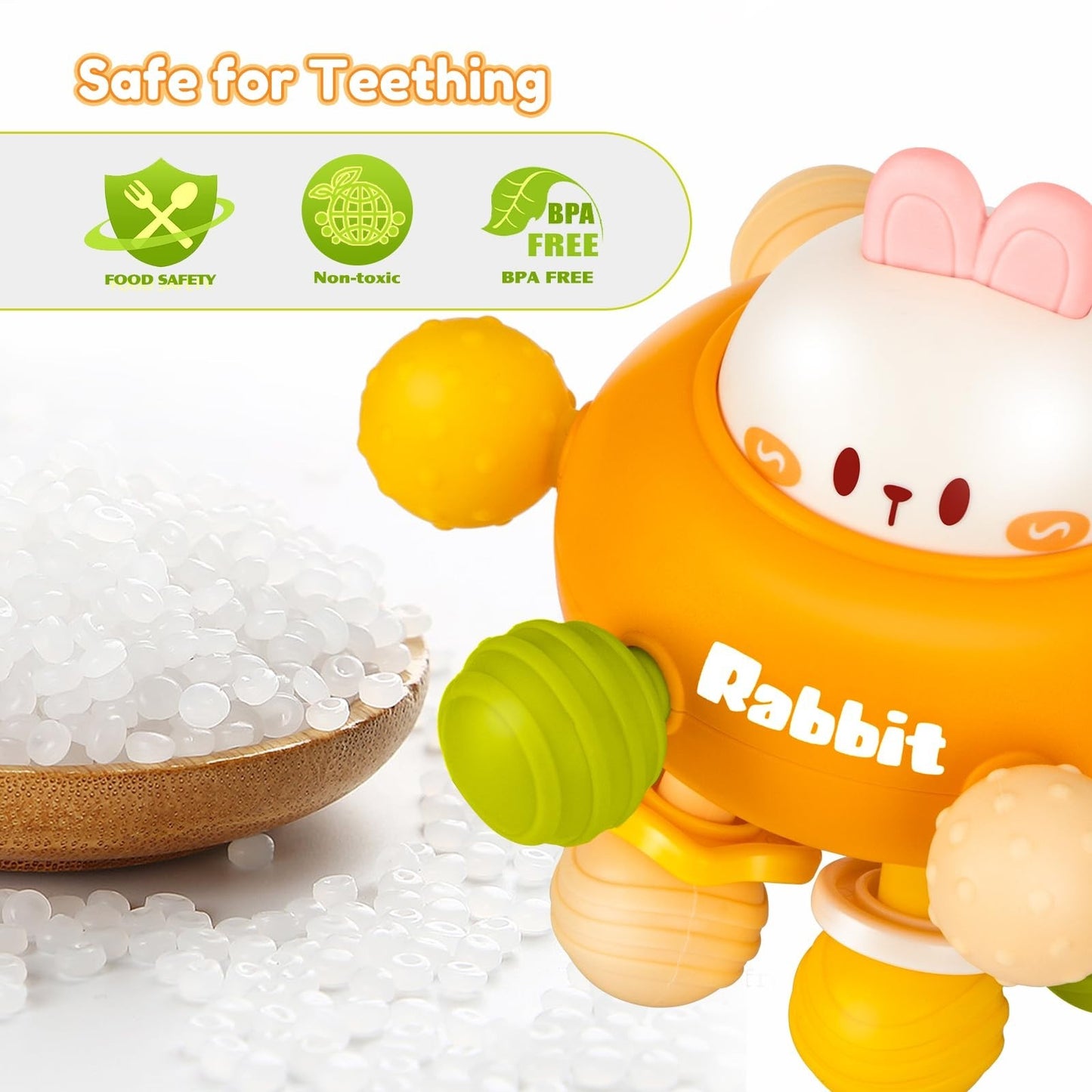 Montessori Baby Teething Toy   Textured Silicone Rattle Ball, BPA Free, 0 12 Mon5