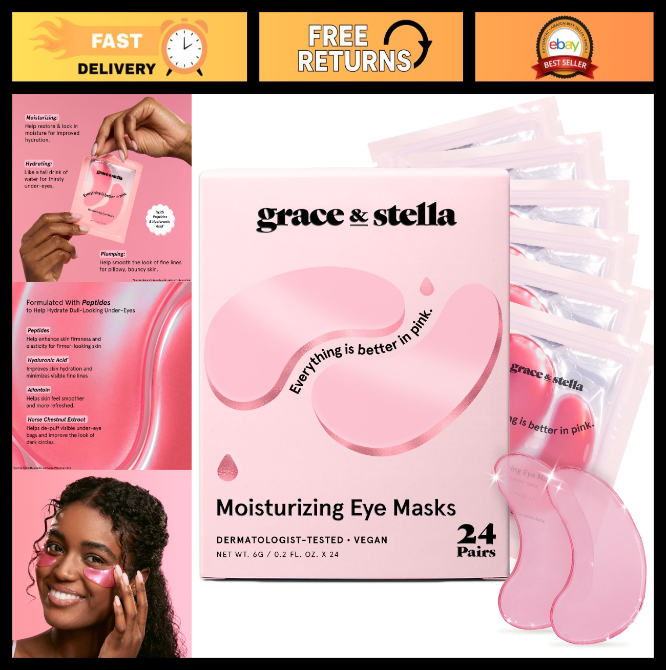 Under Eye Mask Patches - Reduce Dark Circles, Puffiness & Wrinkles - Vegan Self0
