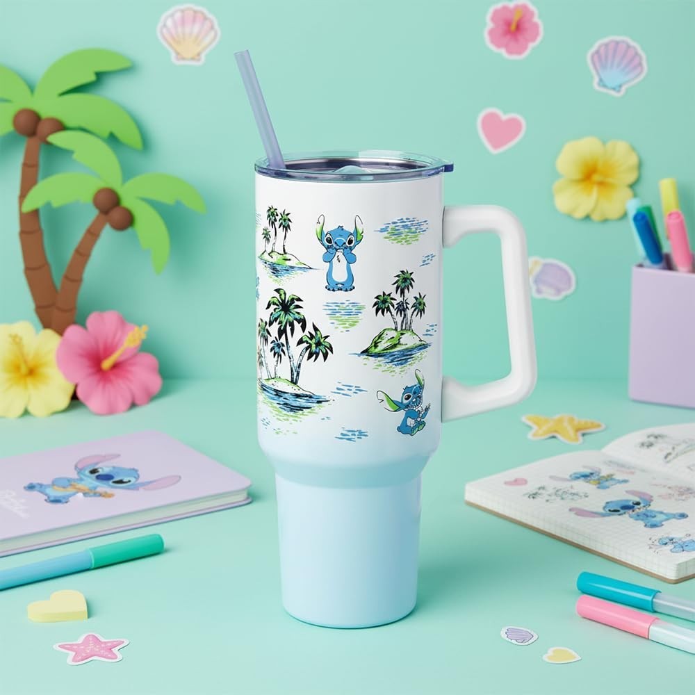 Vintage Lilo & Stitch Tumbler   Double Walled, 40oz, Fits Cup Holder, Straw & Ha2