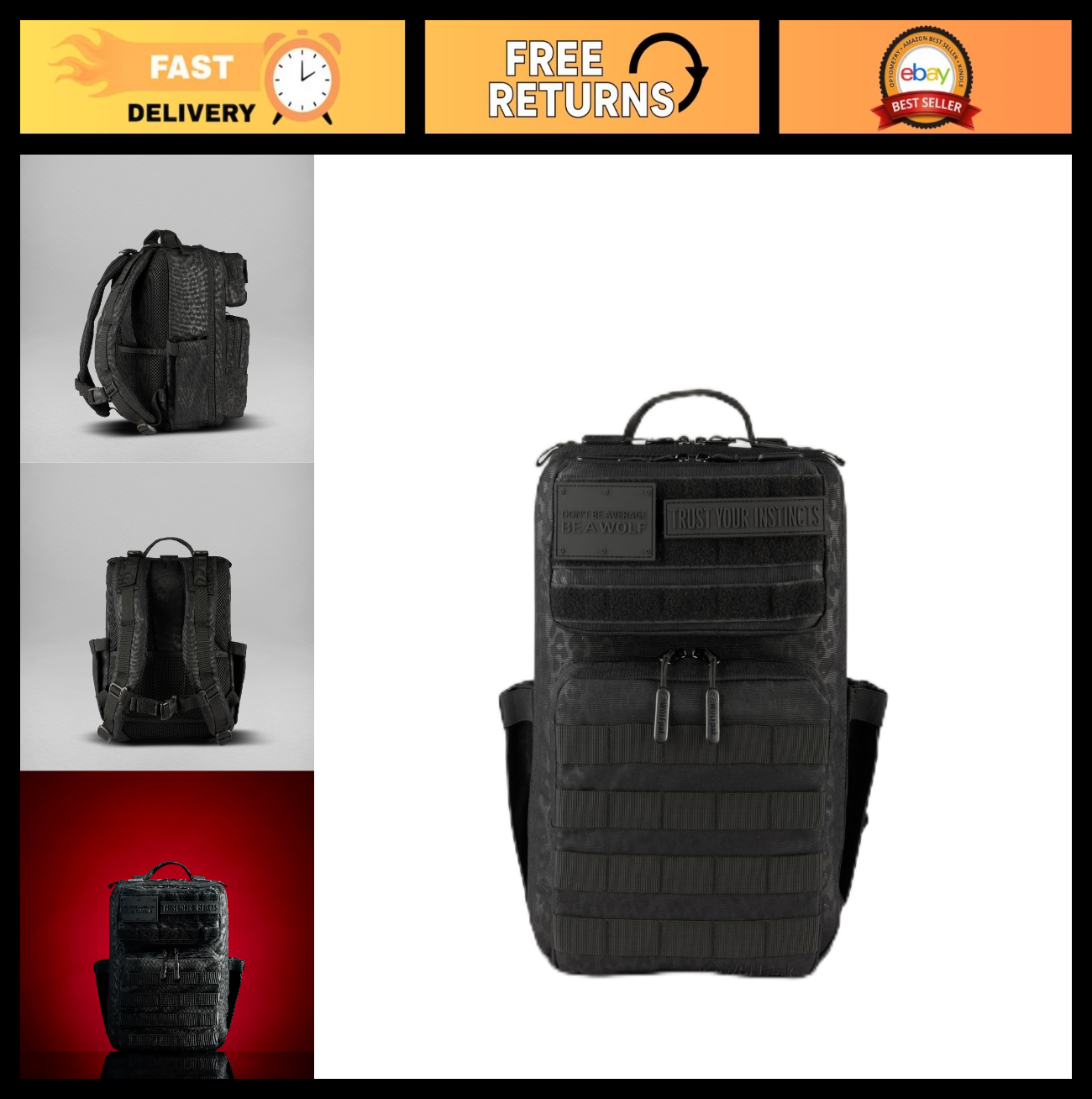 Slim Tactical Gym Backpack   Minimalist Daypack with Laptop Pocket & Cup Holders0