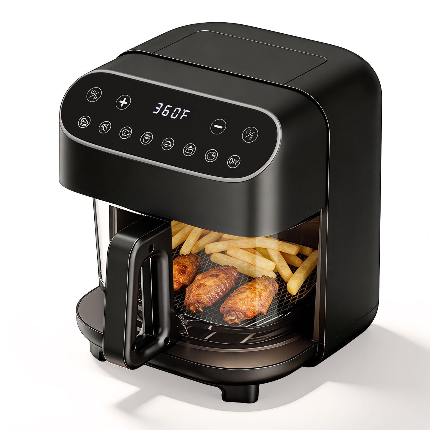 5 Quart Non-Toxic Glass Air Fryer with 8 Preset Modes, BPA-Free & Dishwasher Saf0