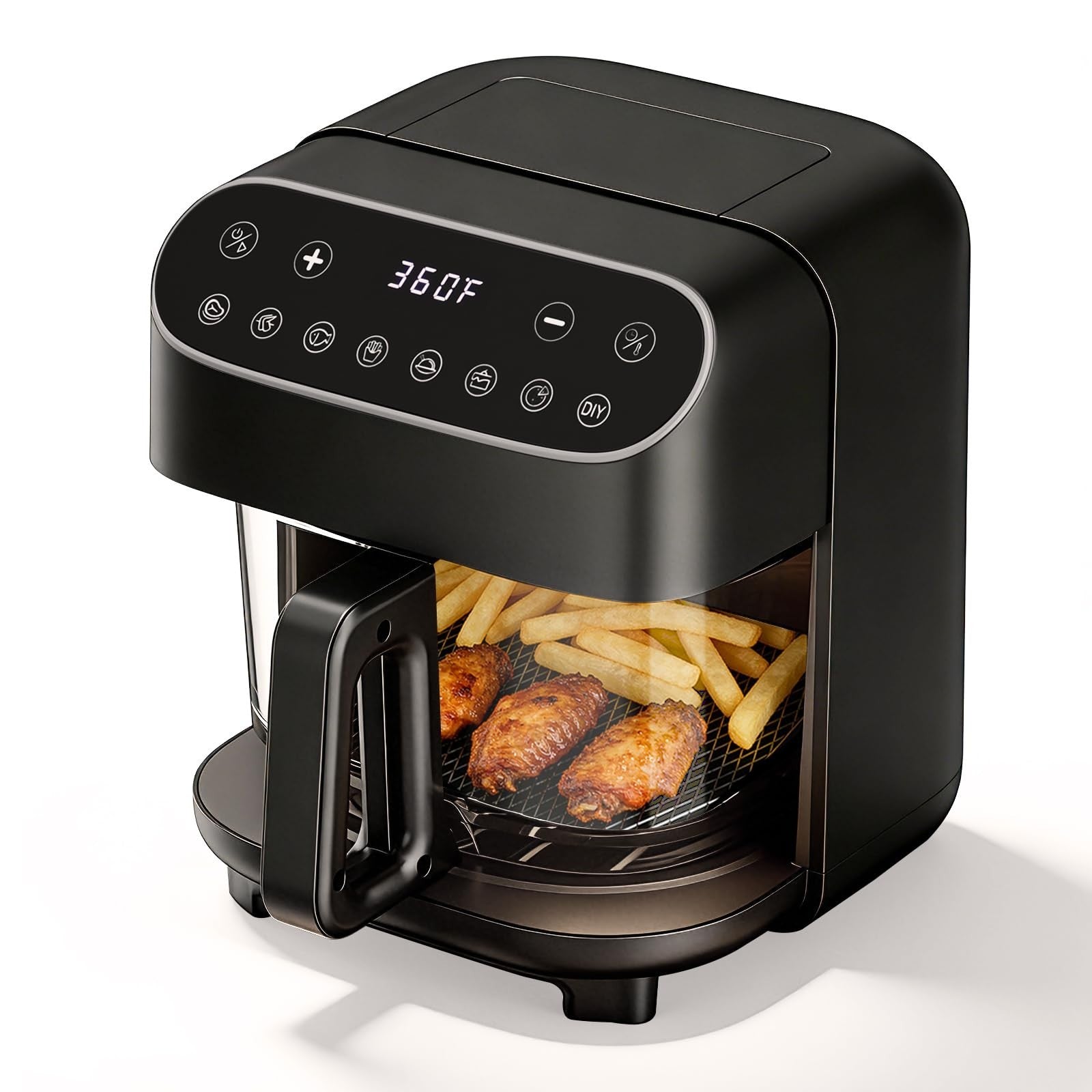 5 Quart Non-Toxic Glass Air Fryer with 8 Preset Modes, BPA-Free & Dishwasher Saf0