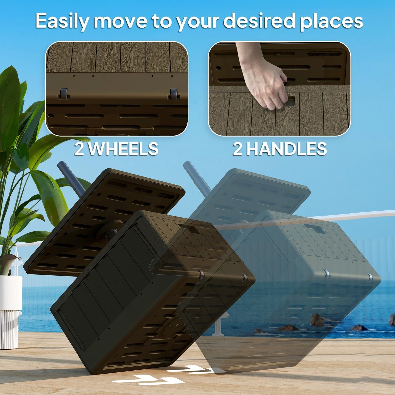 3-in-1 Outdoor Umbrella Base with Table Tray, 175 lbs Heavy Duty Stand, Wheels,5
