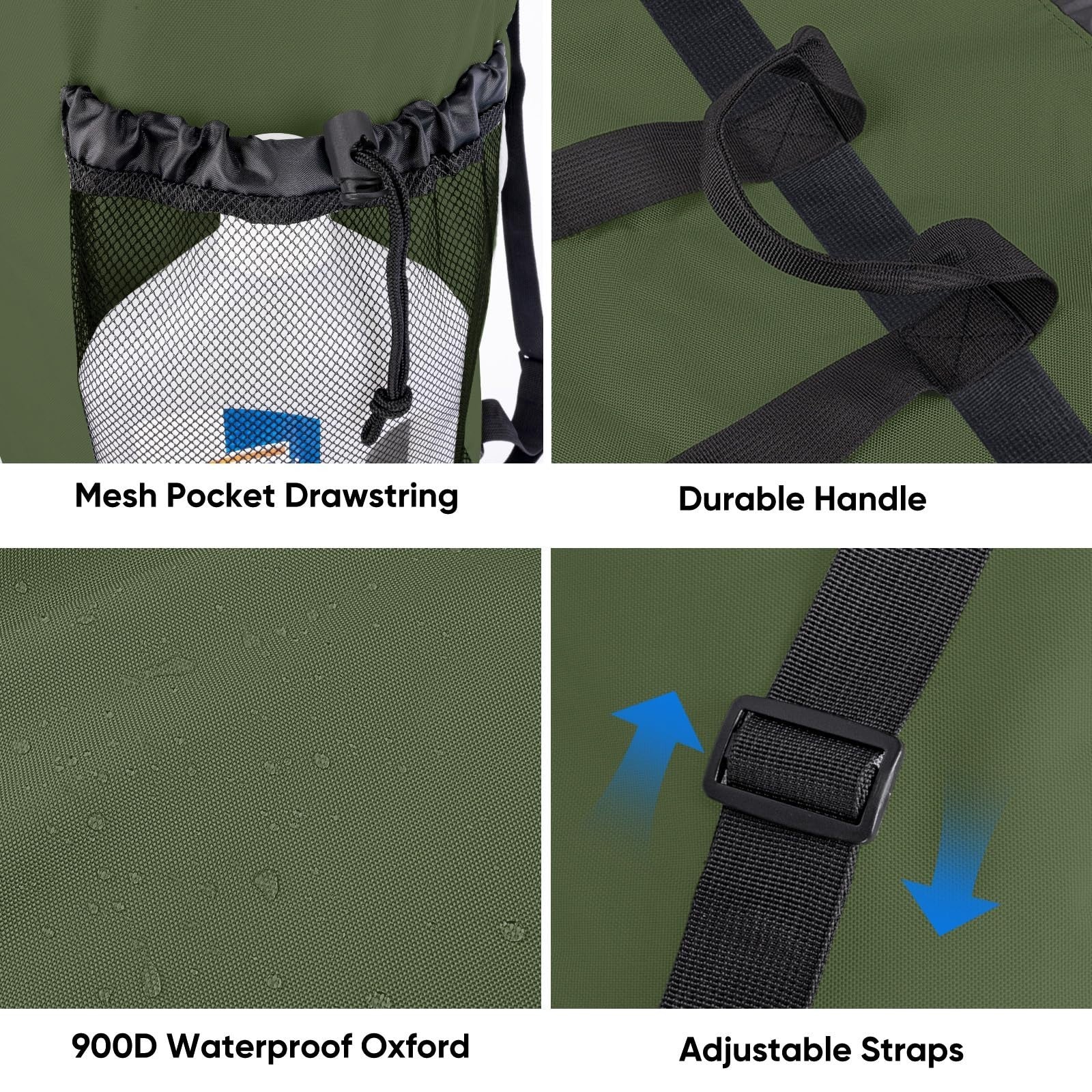 120L Large Laundry Backpack Bag - Durable 900D Oxford Fabric, Mesh Pockets, Trav4