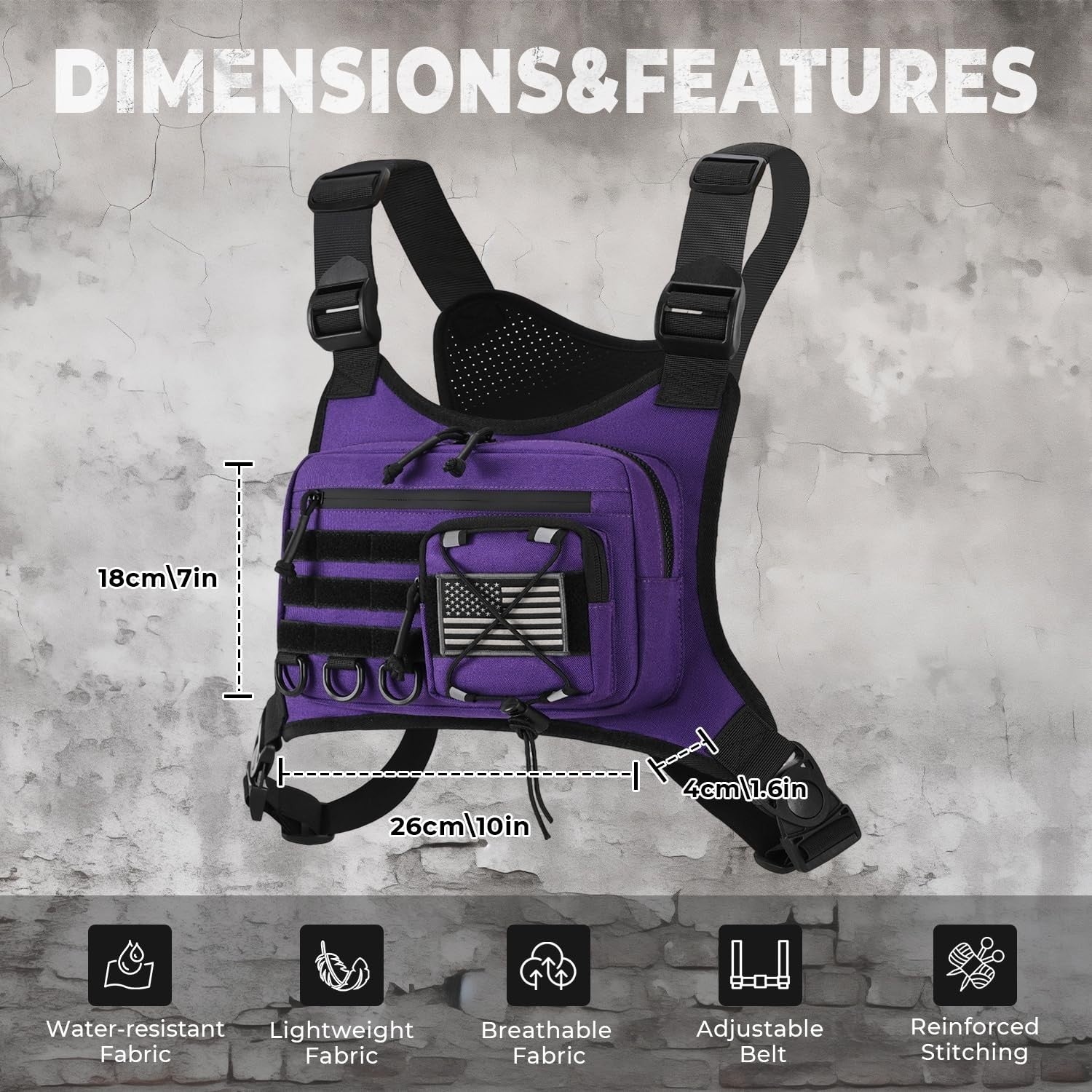 Men's Outdoor Chest Bag - EDC Travel Pack for Running, Hiking & Pistol Carry2