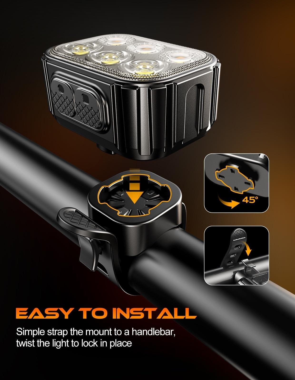 Super Bright Rechargeable Bike Lights Set   Waterproof, Multiple Modes, Long Bat6