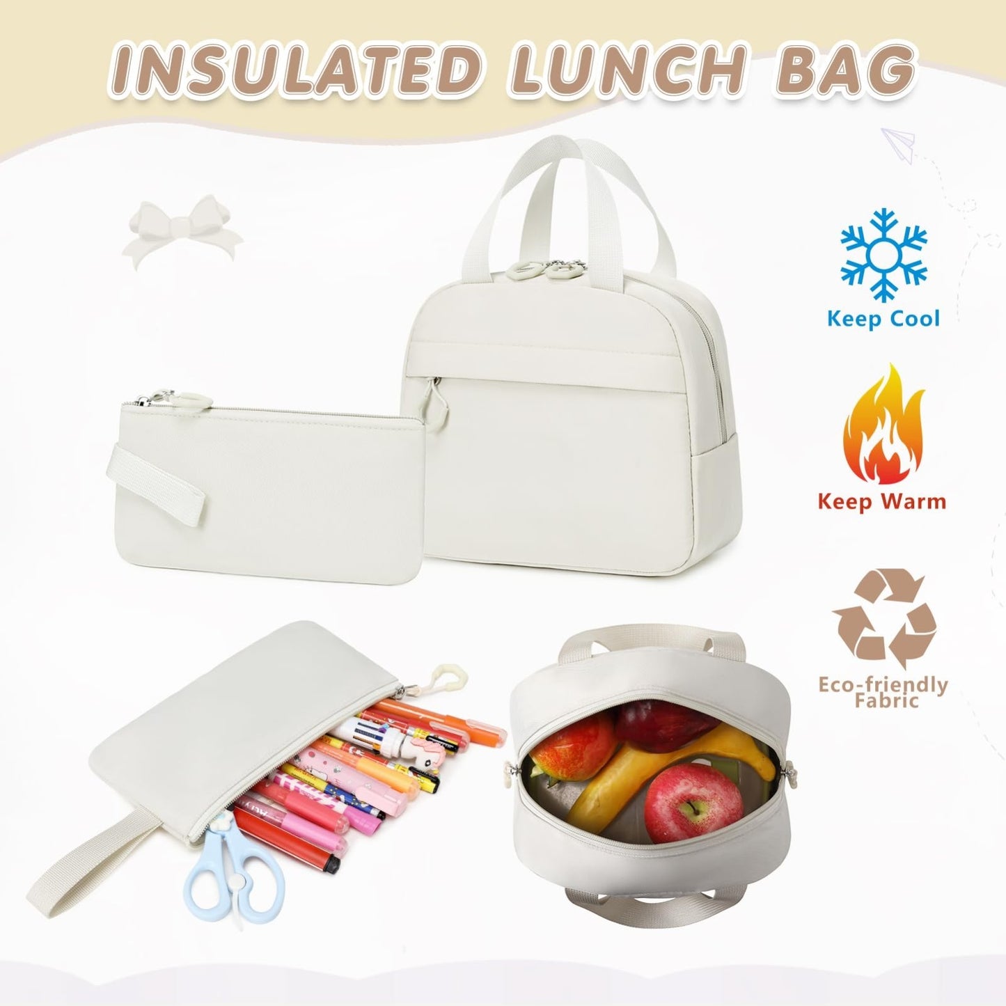Girls Backpack Set with Lunch Box & Pencil Case   Stylish School Bag for Kids5