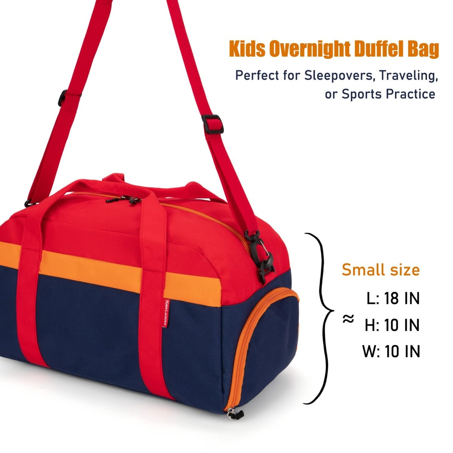 Kids 18" Duffle Bag - Navy Red, Perfect for Weekender, Sports, Overnight Travel6