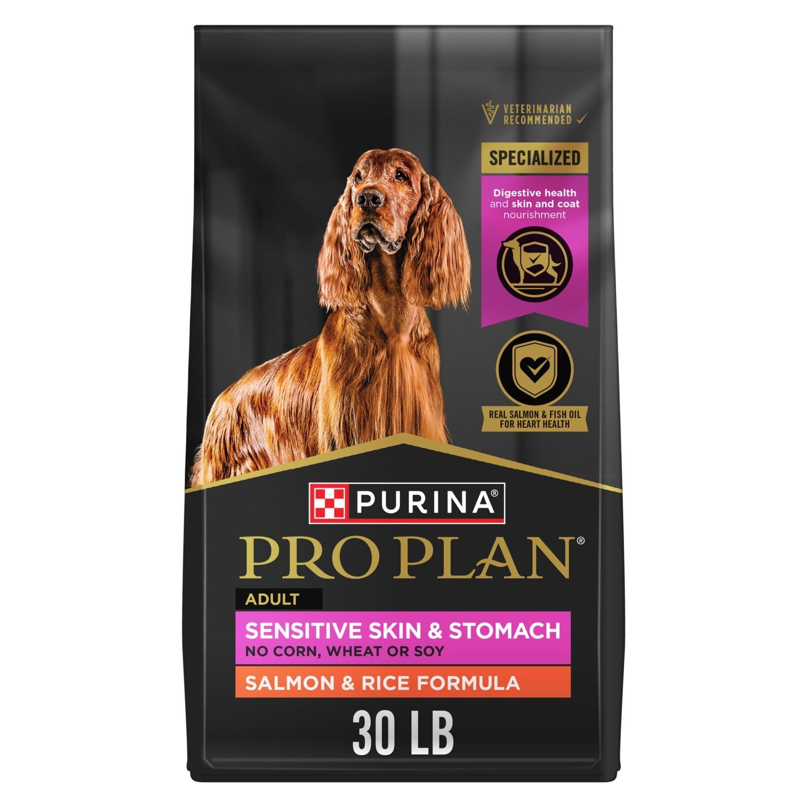 Sensitive Skin & Stomach Dry Dog Food, Salmon Flavor, 30 lb Bag   High Protein,1