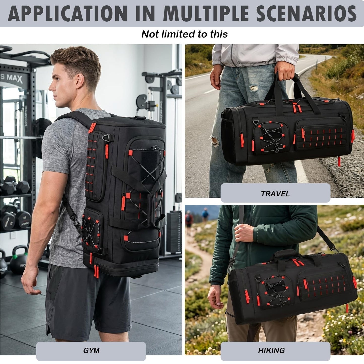 50L Tactical Gym Bag with Shoe & Laptop Compartment   Unisex Sports Backpack7