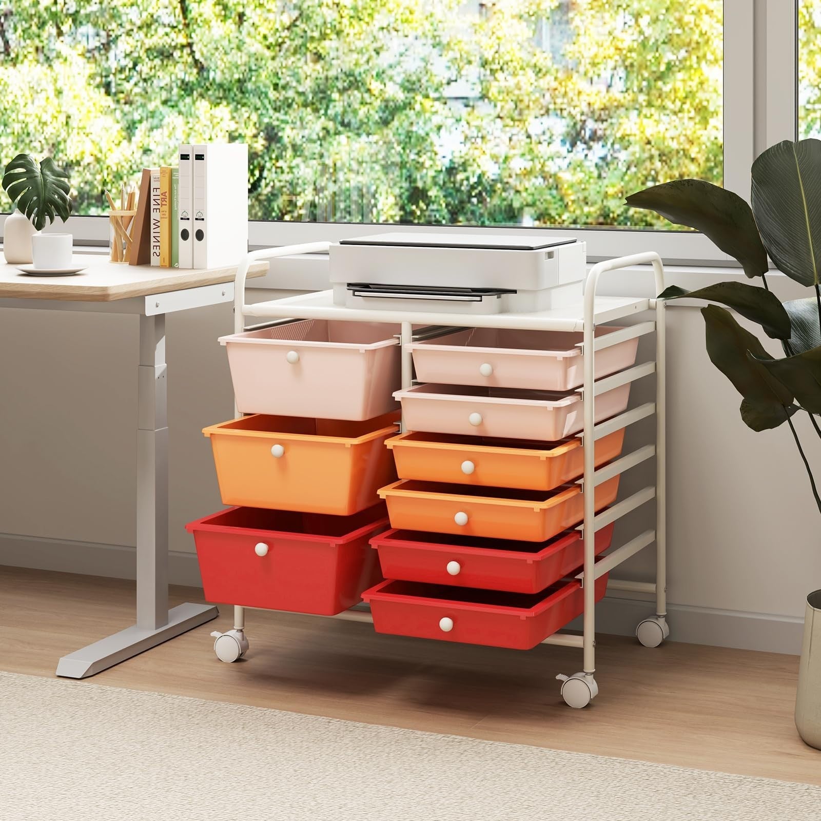 9 Drawer Rolling Storage Cart with Wheels   Mobile Under Desk Organizer for Craf7