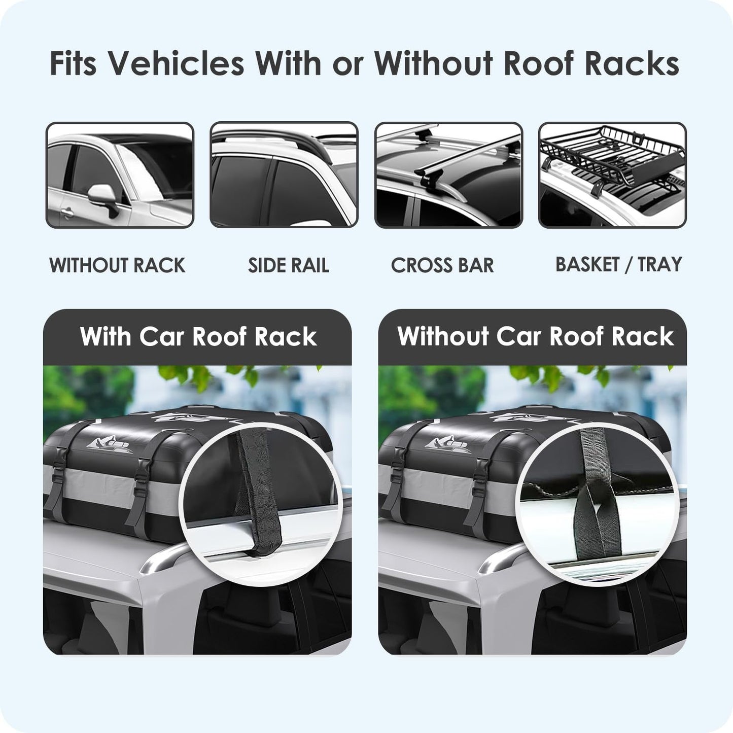 Rooftop Cargo Carrier Bag 15-20 Cu Ft Waterproof Storage for Cars SUV Travel3