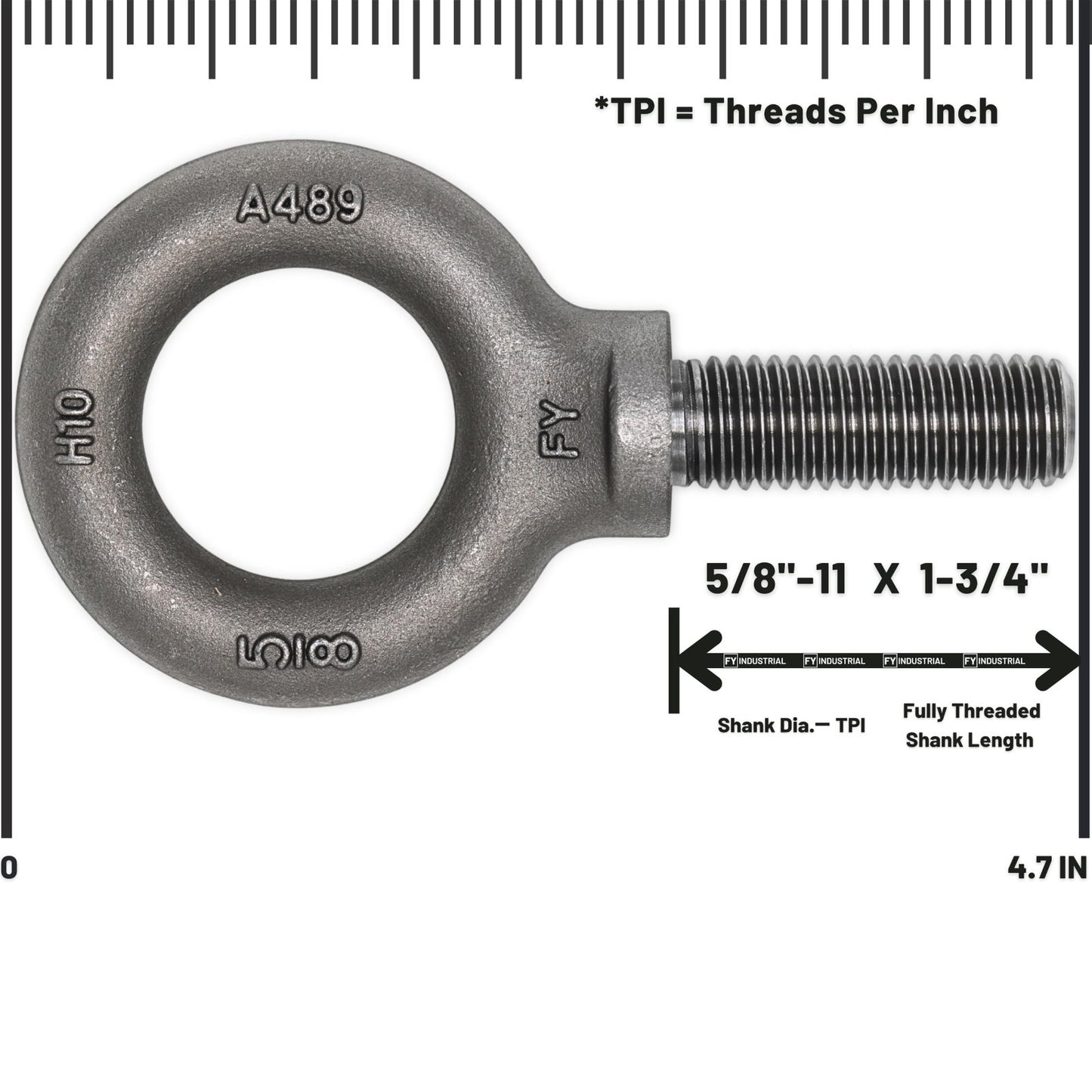 6 Pcs Lifting Shoulder Eye Bolts 5/8"-11 X 1-3/4" Heavy Duty Hardware Fasteners3