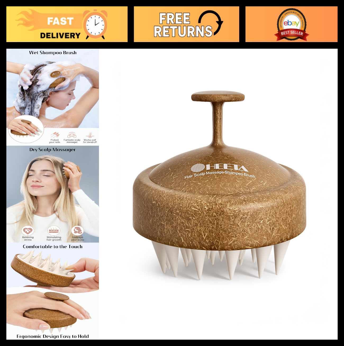 Scalp Massager Brush for Hair Growth, Soft Silicone Scrubber for Dandruff & Stre0