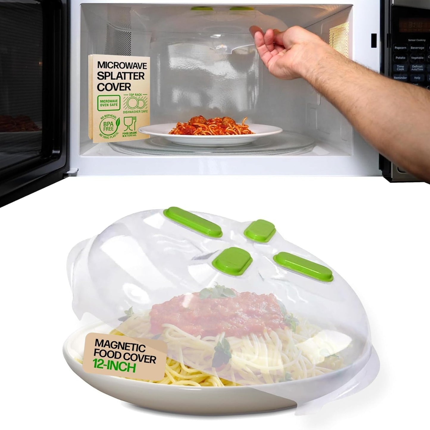 Magnetic Microwave Splatter Cover   12" BPA Free, Vented Lid, Anti Splash, Dishw1