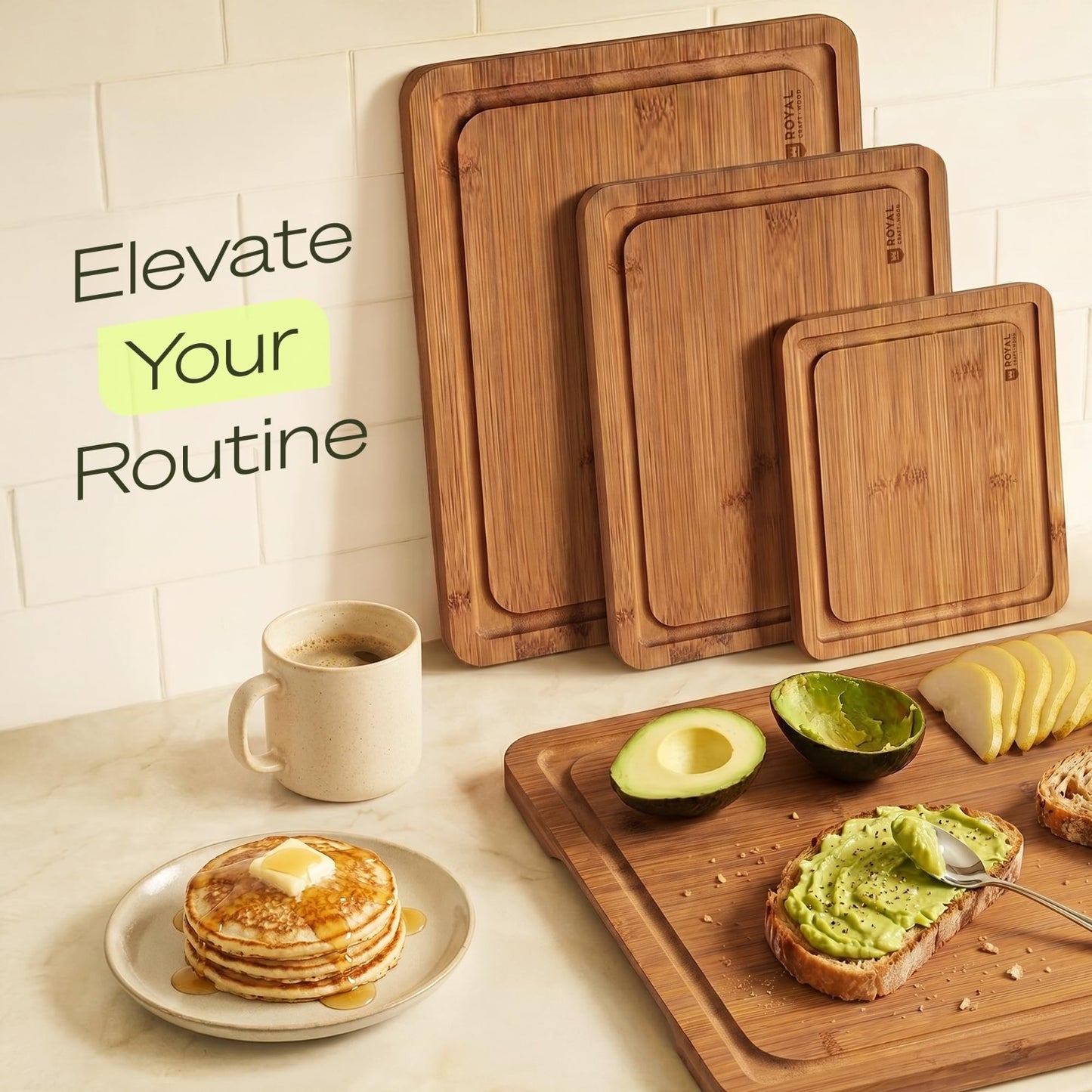Wooden Cutting Boards Set   Bamboo Non Toxic Kitchen Prep & Serving Boards, 4 Pc8