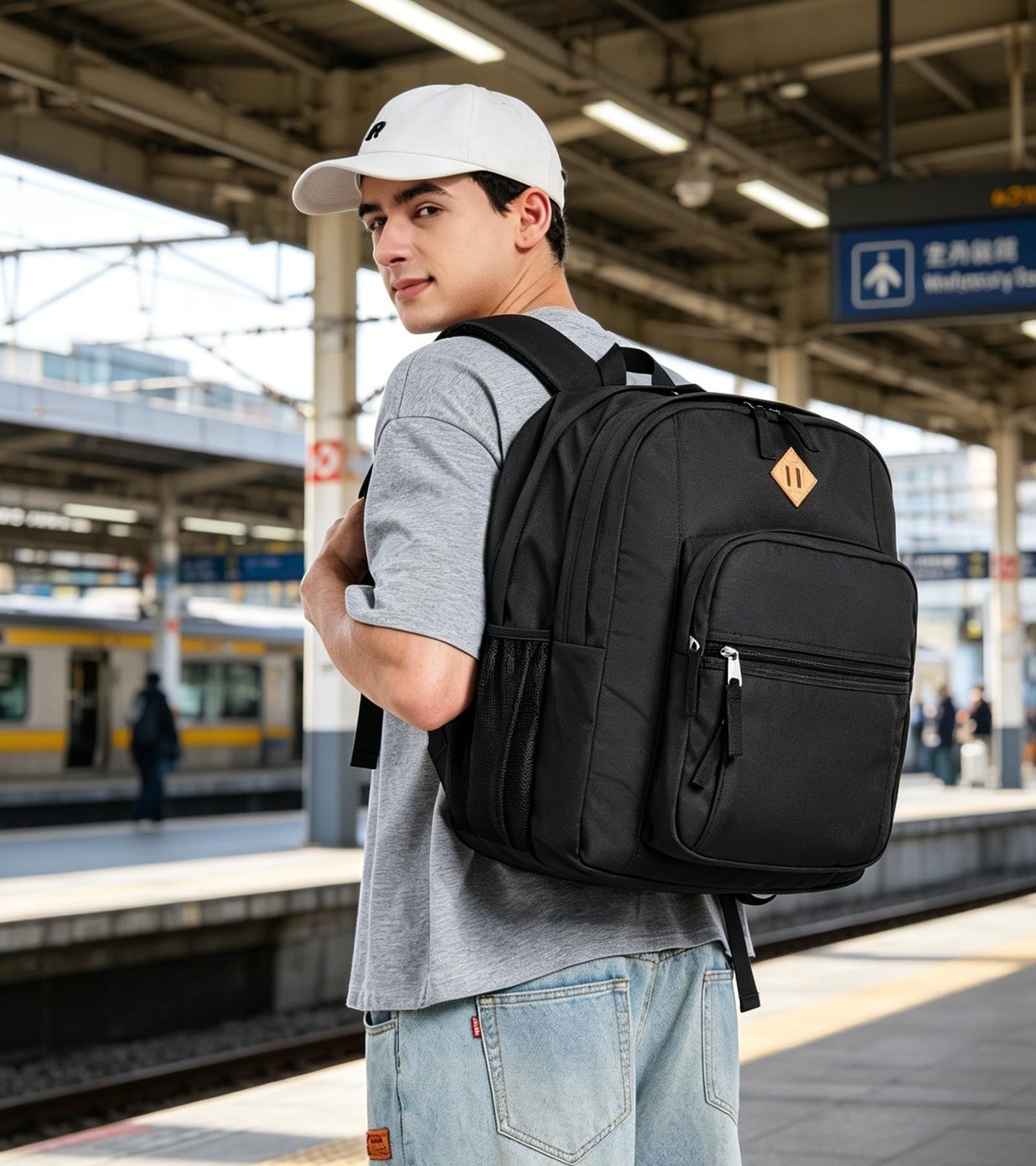 Water Resistant Large Travel Backpack for College, School & Work   Unisex Bookba2