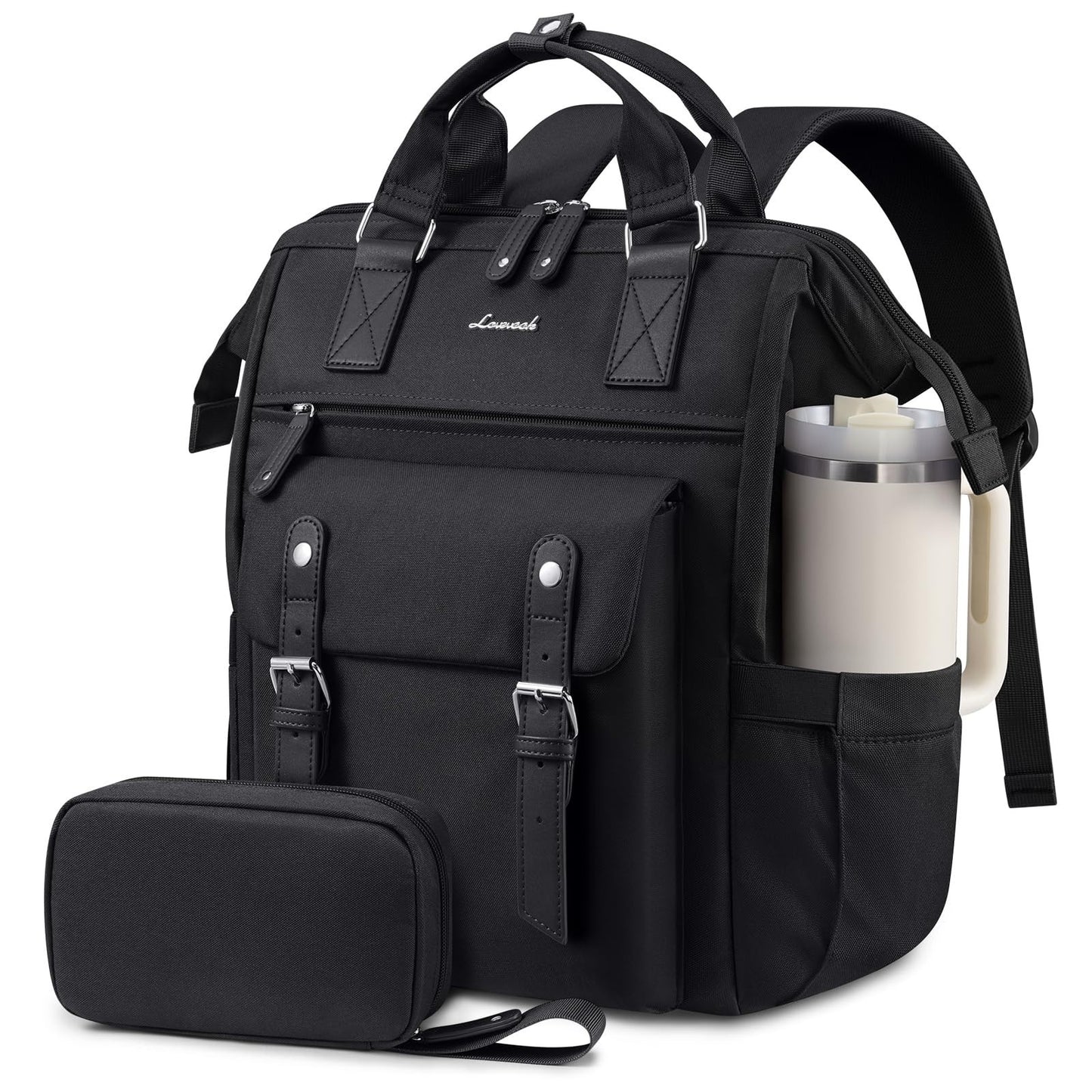 Stylish Waterproof Laptop Backpack for Women, 15.6" Travel Bag with Tumbler Hold1
