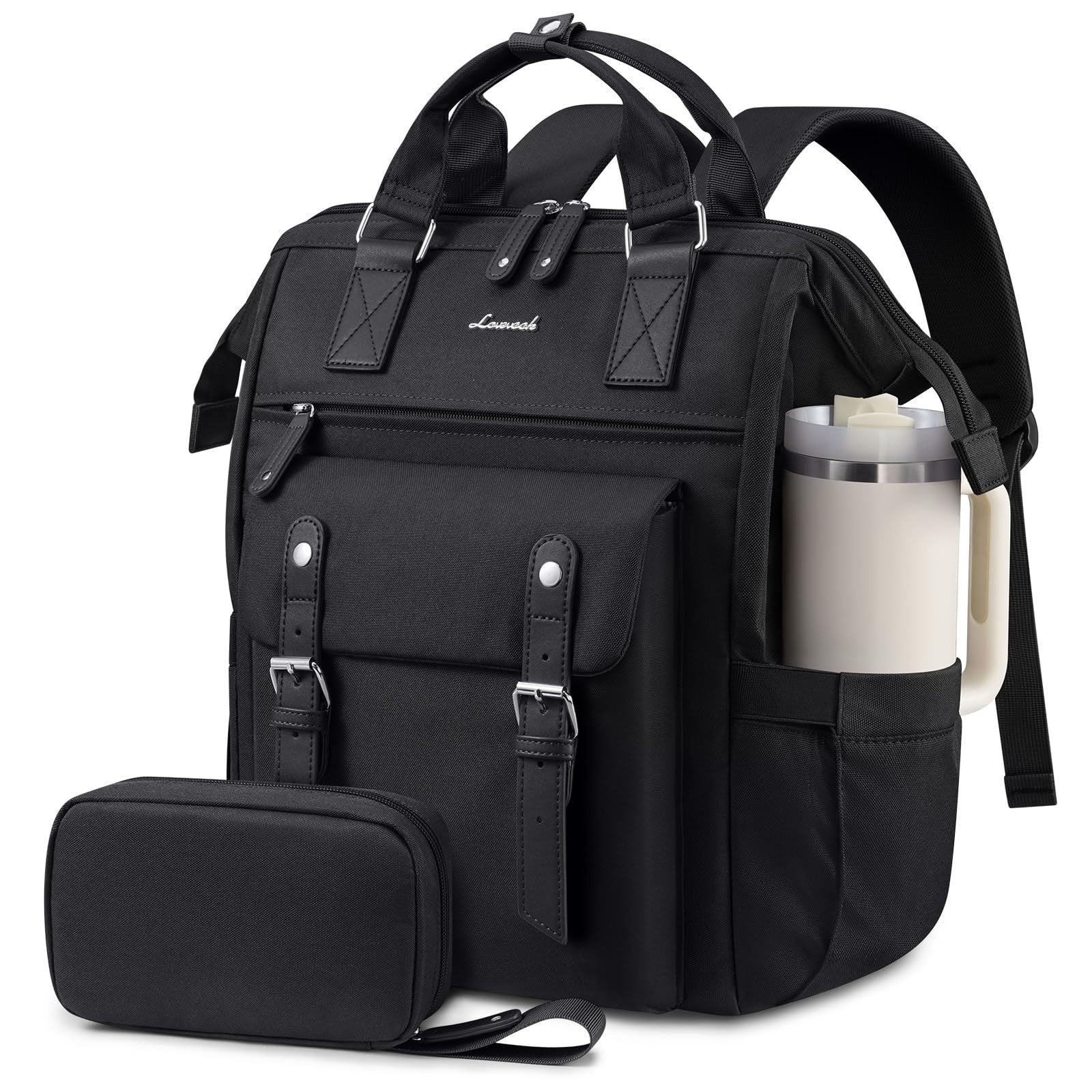 Stylish Waterproof Laptop Backpack for Women, 15.6" Travel Bag with Tumbler Hold1