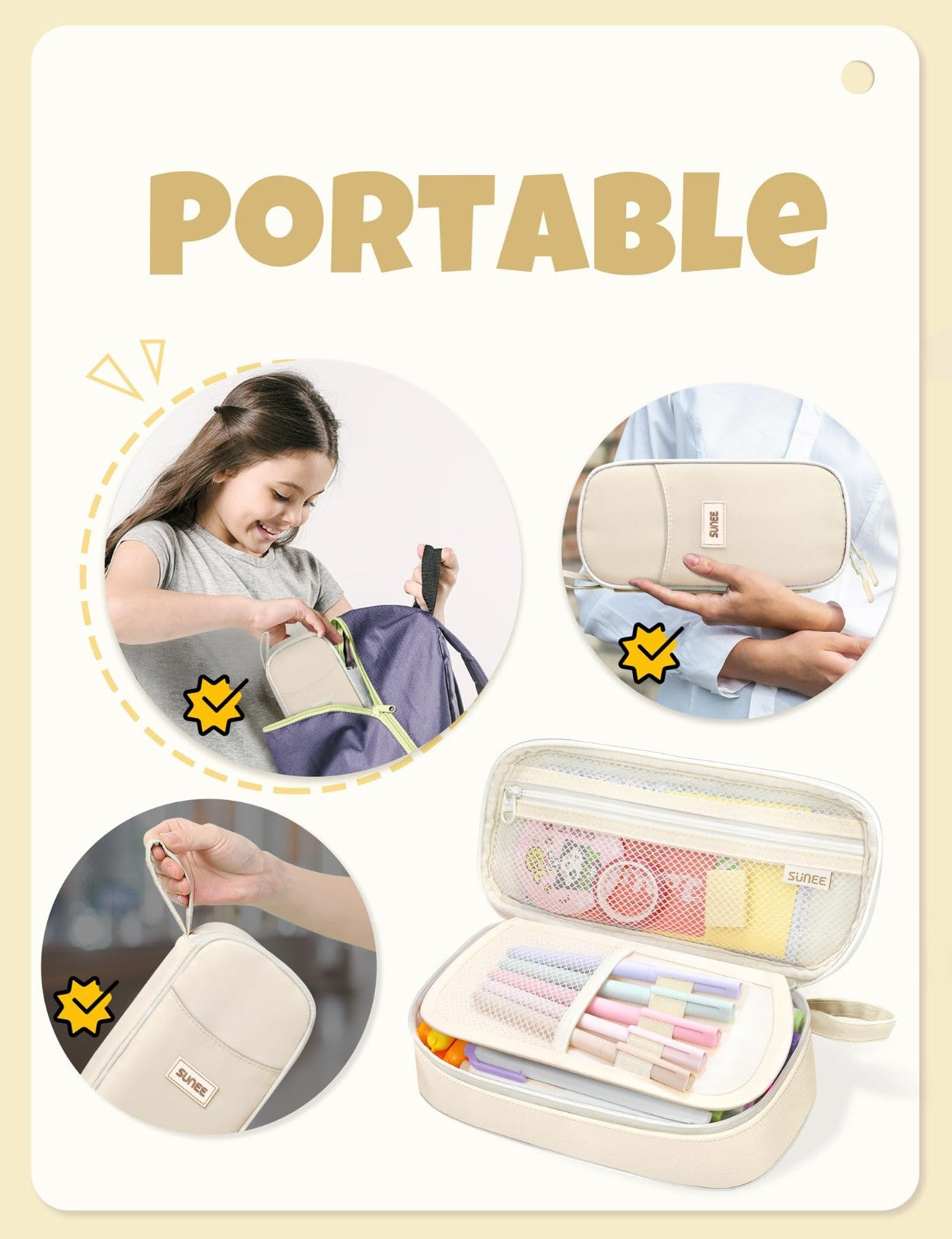 Cute Aesthetic Pencil Case   Large Zippered Pen Pouch, Kawaii Stationery Organiz4