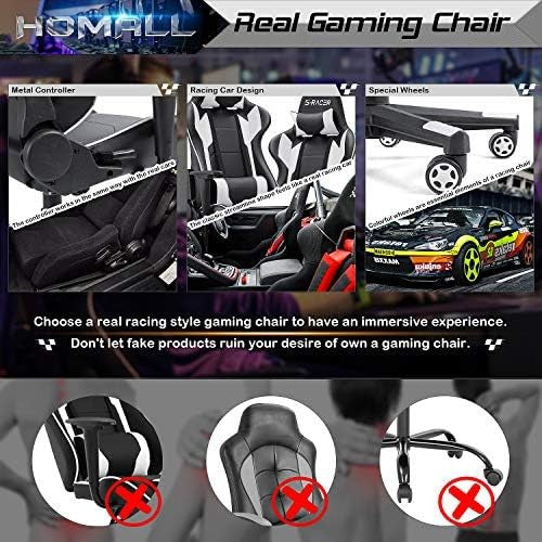 Ergonomic Gaming Chair with Headrest & Lumbar Support - White High Back Office C7