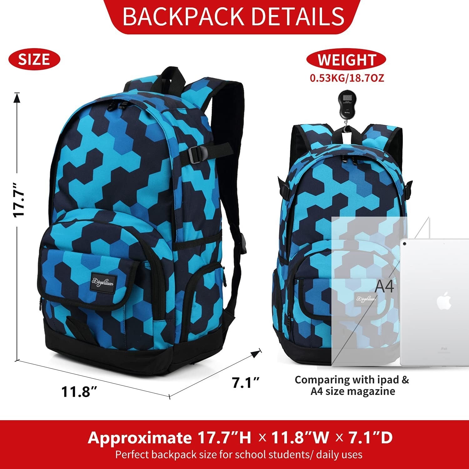 Lightweight School Backpack Travel Bag for Men & Women   College & Daily Use3