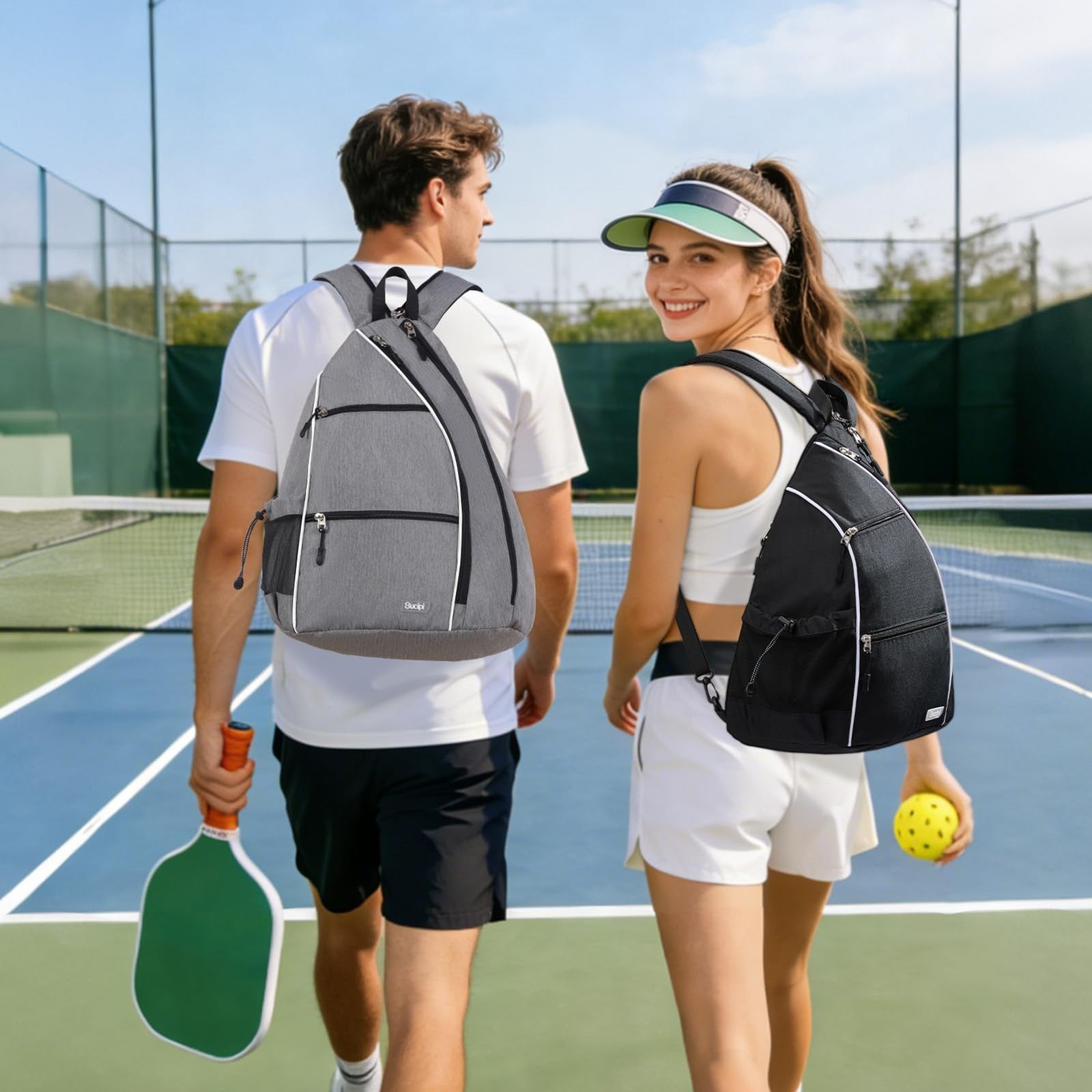 Adjustable Pickleball Backpack with Fence Hook, Large Capacity & Safety Pocket2