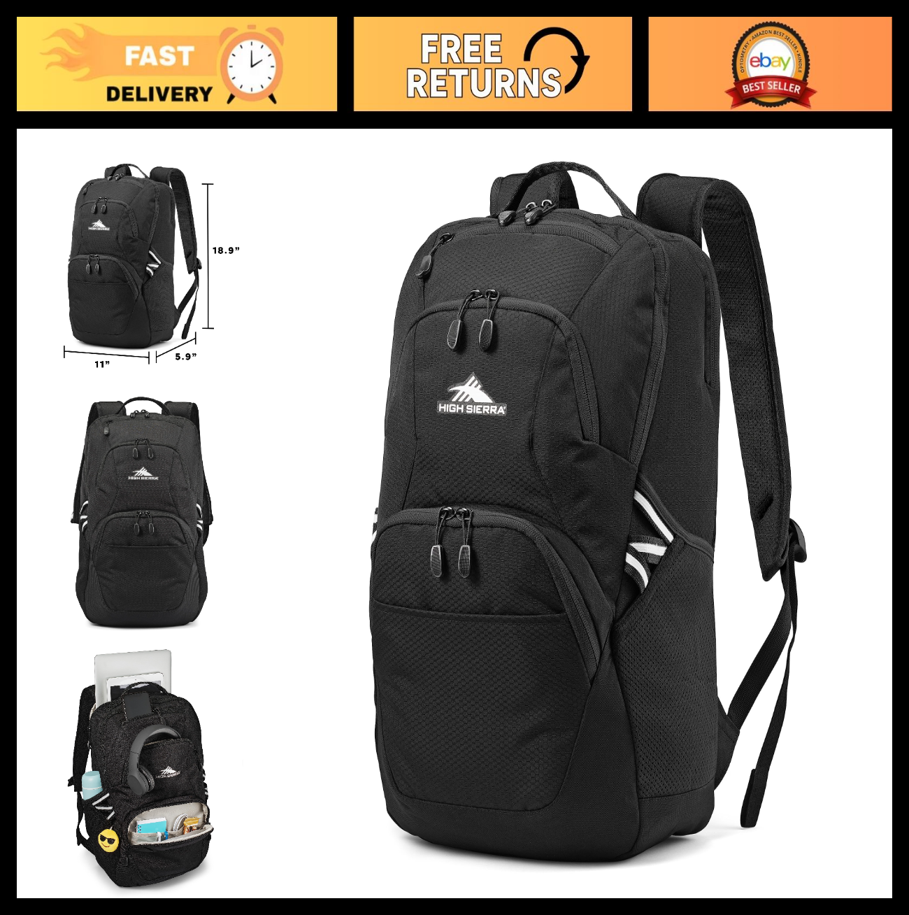 Versatile 30L Backpack with Laptop Pocket & Tablet Sleeve, Fits Most 17" Laptops0