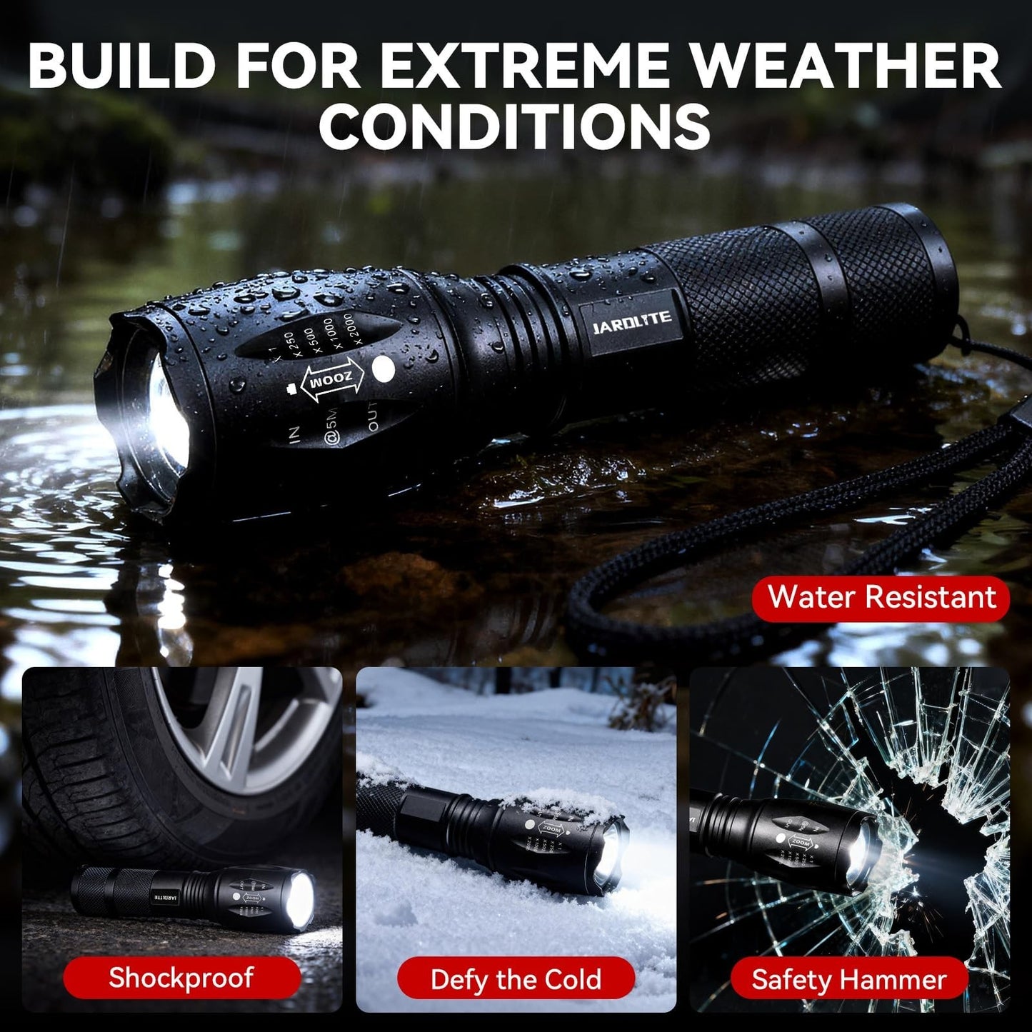4 Pack LED Emergency Handheld Flashlights   Adjustable Focus, Water Resistant, 55
