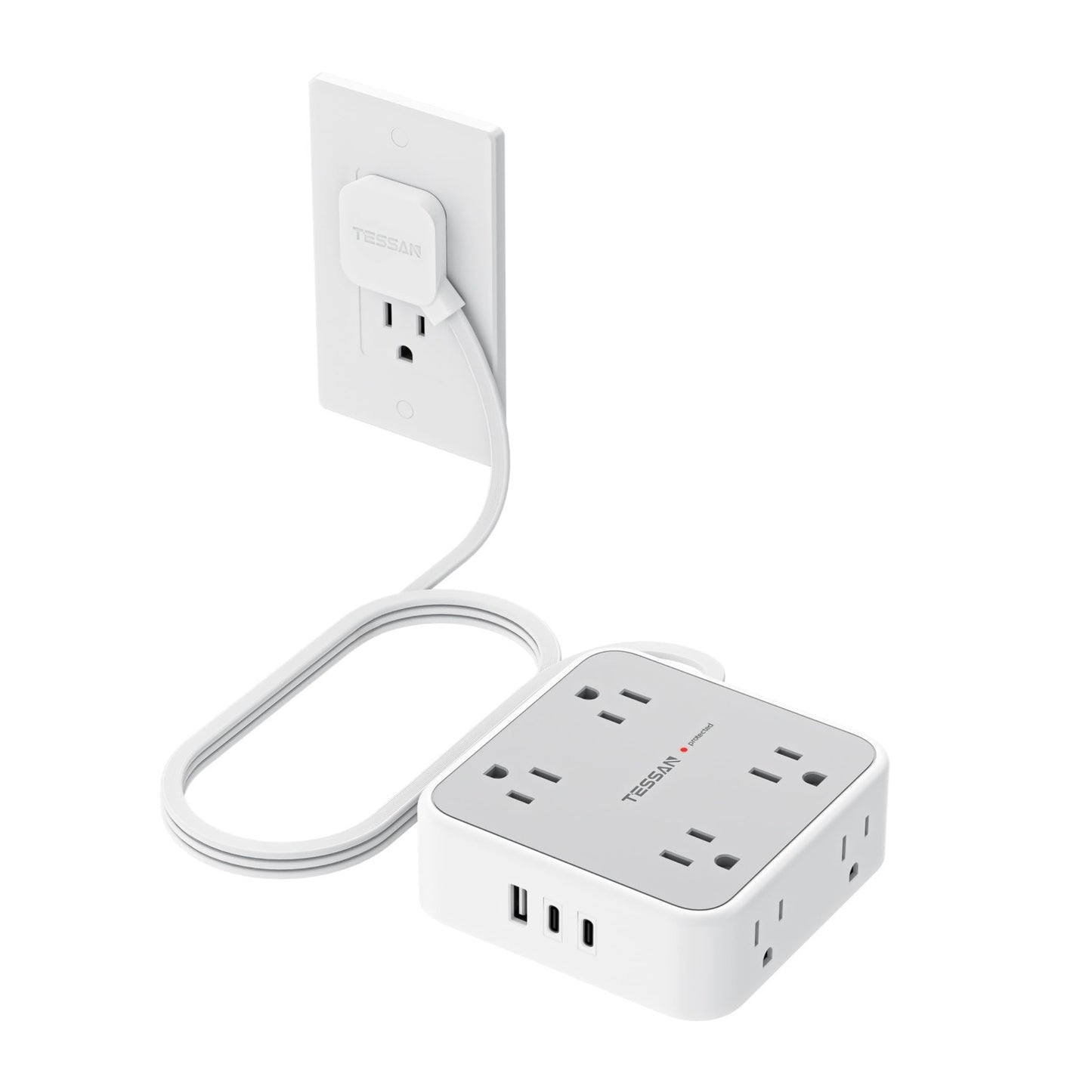 Surge Protector Power Strip 900J Protection, 5 Ft, 6 Outlets, Grey Color1
