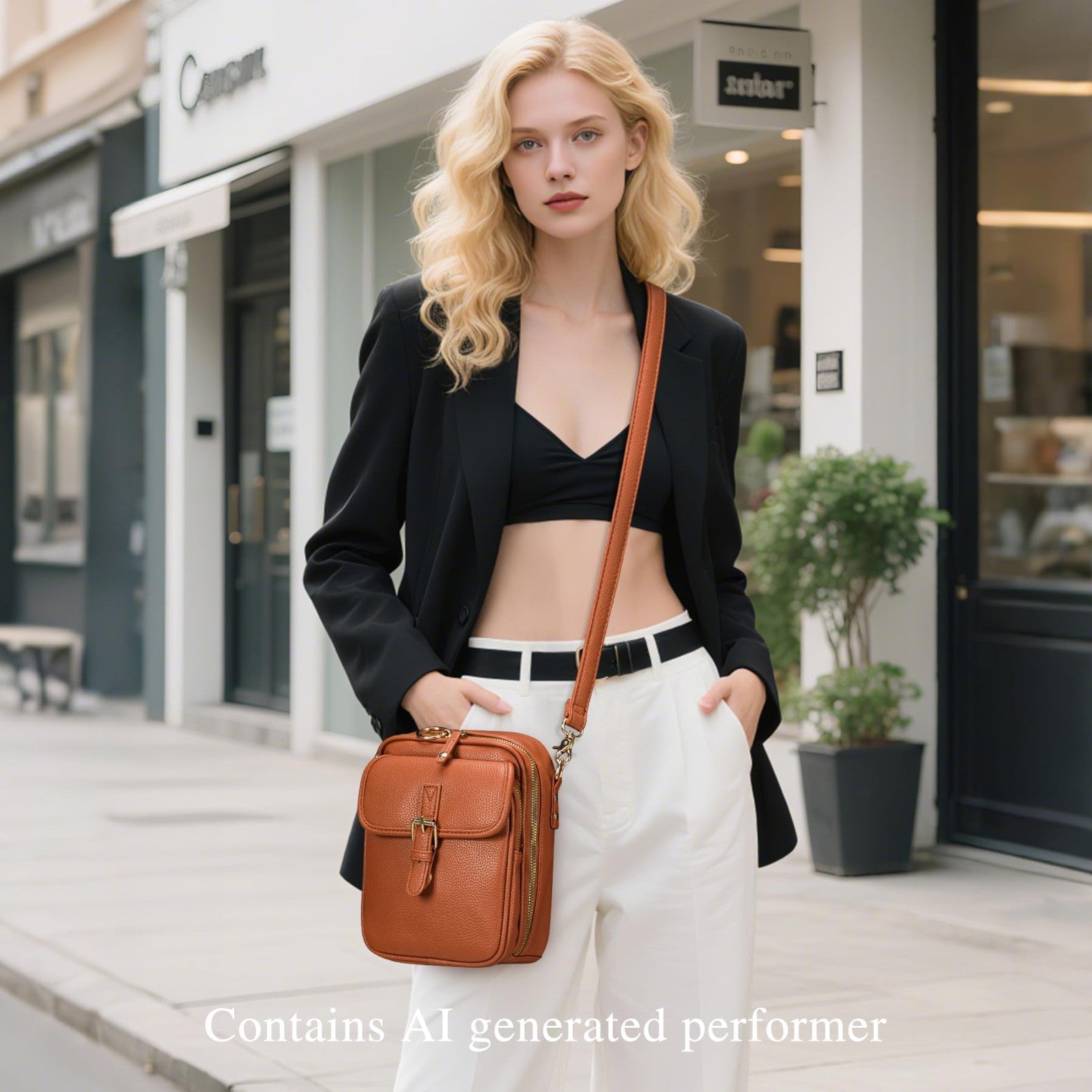 Vegan Leather Crossbody Bag for Women - Vintage Anti-Theft Messenger Purse with2