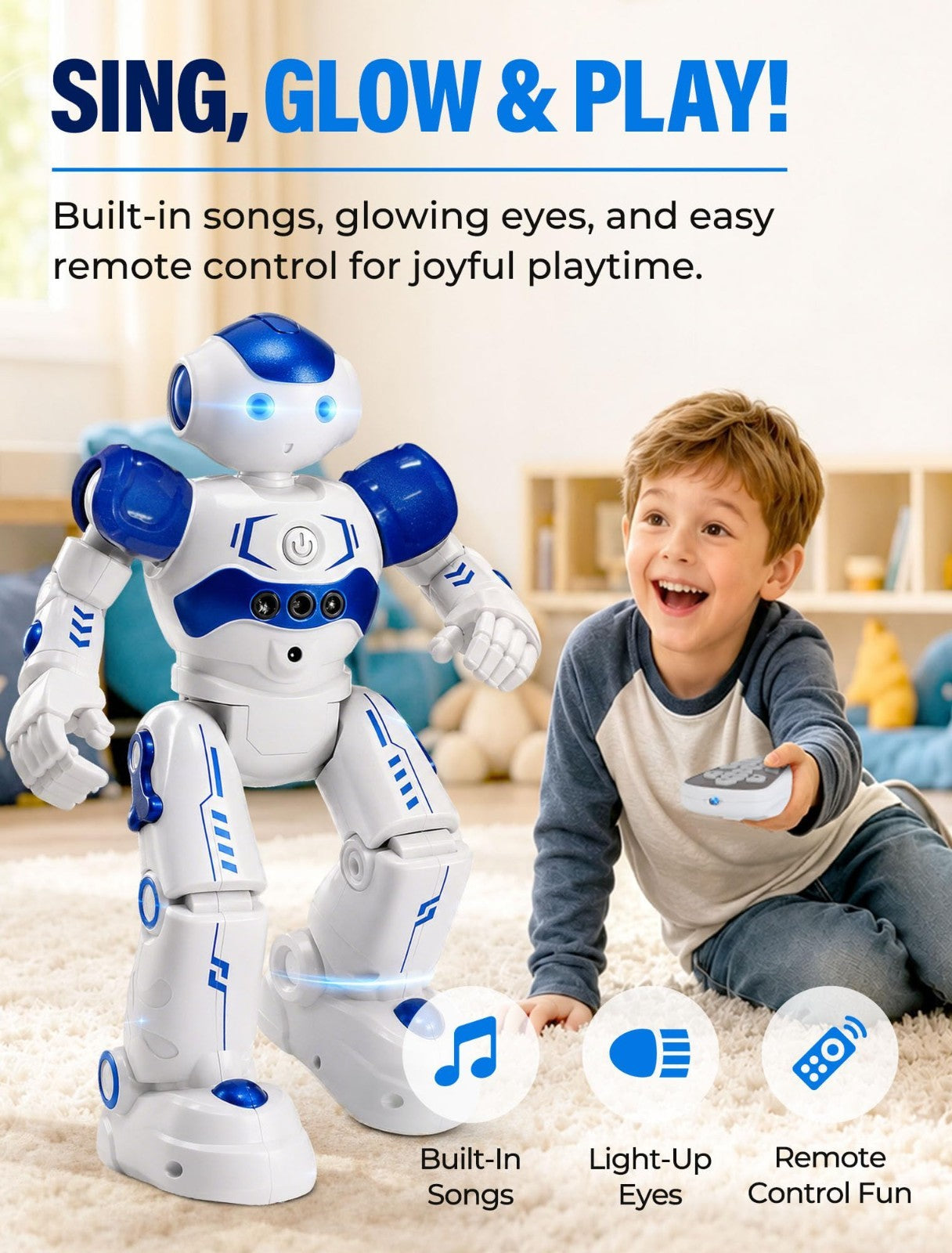 Programmable RC Robot Toy for Kids   Gesture Control, Smart Remote, Ages 3 8, Gi3