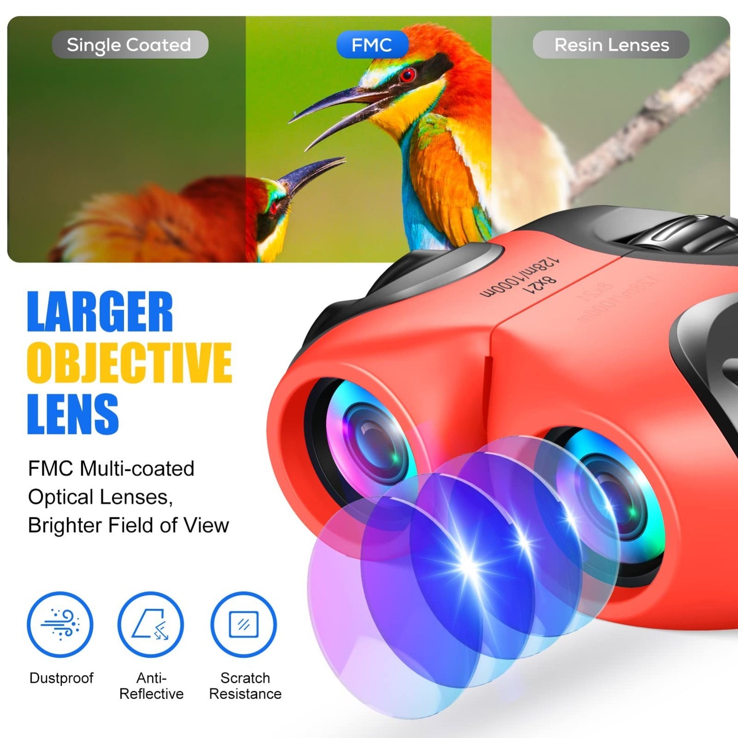 Compact High Resolution Binoculars for Kids   Shockproof, Lightweight, Adventure3