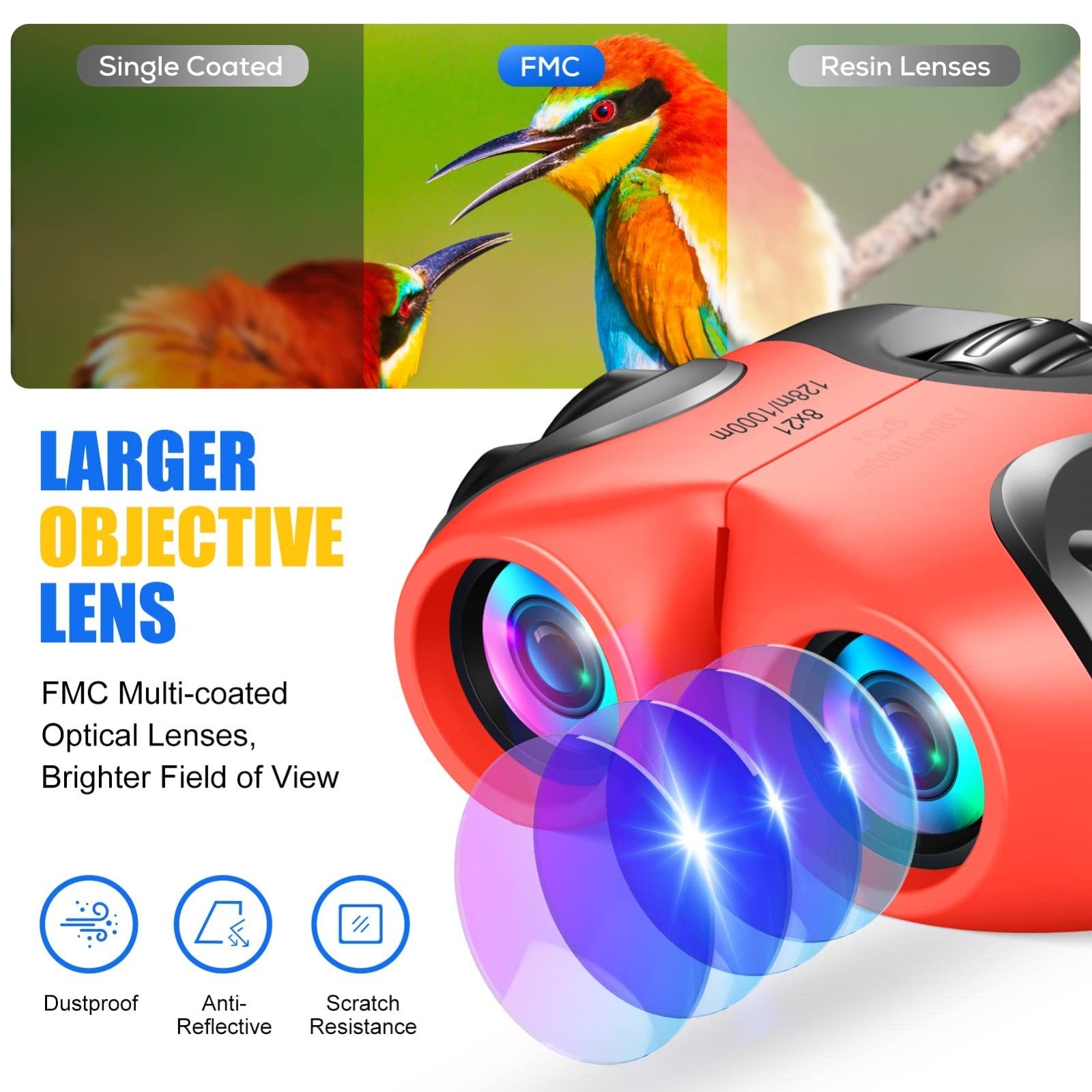 Compact High Resolution Binoculars for Kids   Shockproof, Lightweight, Adventure3