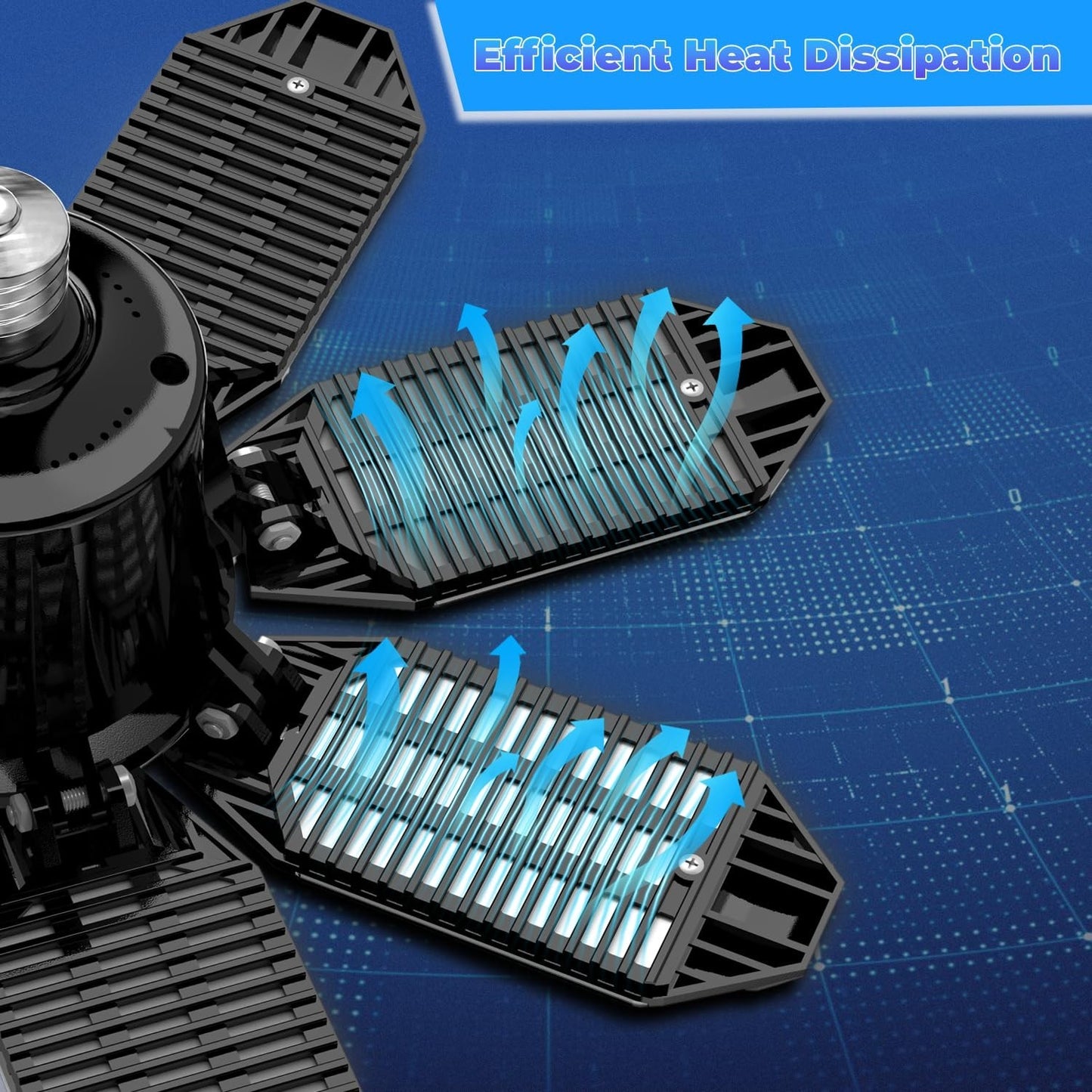 Super Bright 250W LED Garage Ceiling Light   8 Deformable Panels, 6500K, E26/E273