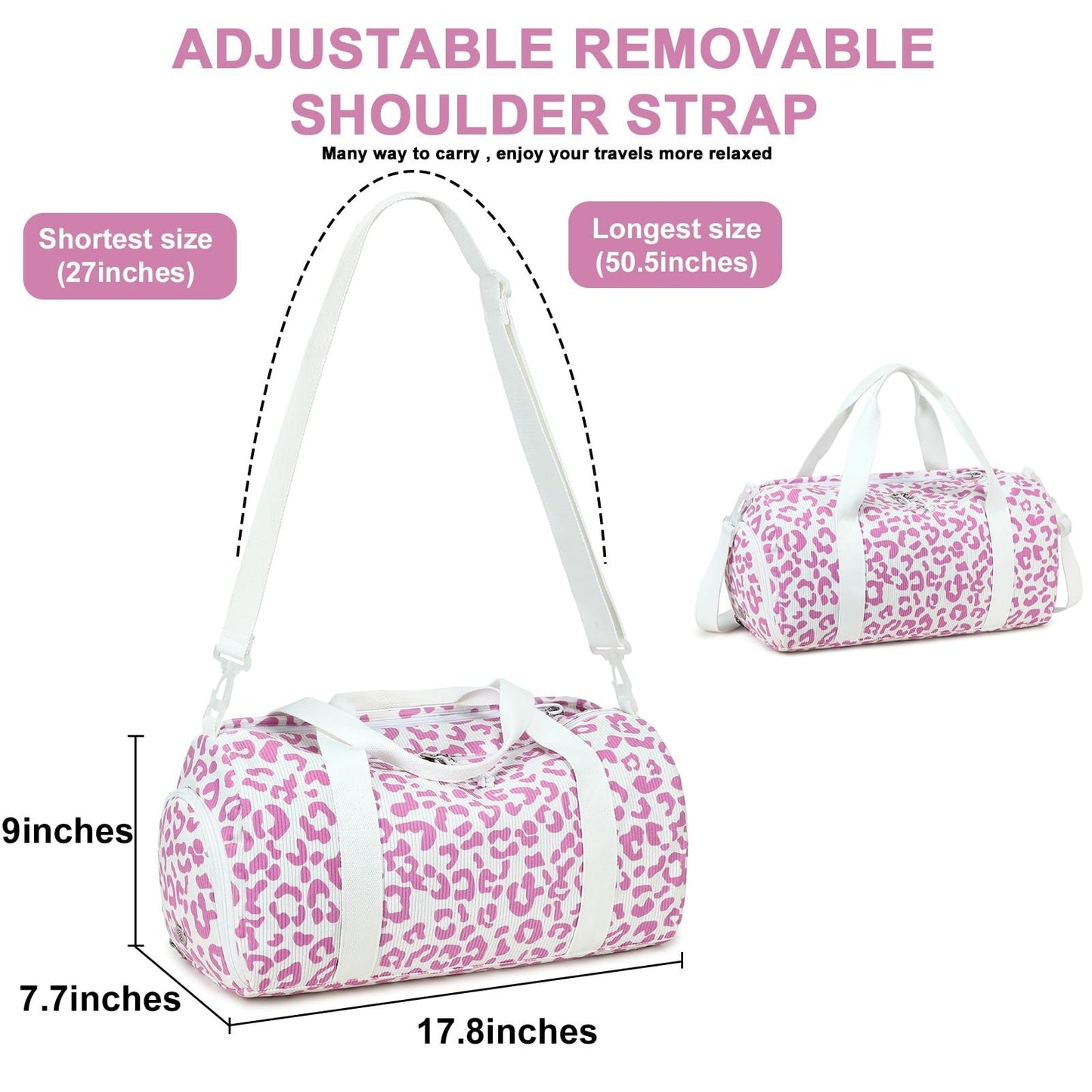 Cute Girls Duffle Bag - Waterproof Gym Bag with Shoe Compartment & Wet Pocket5