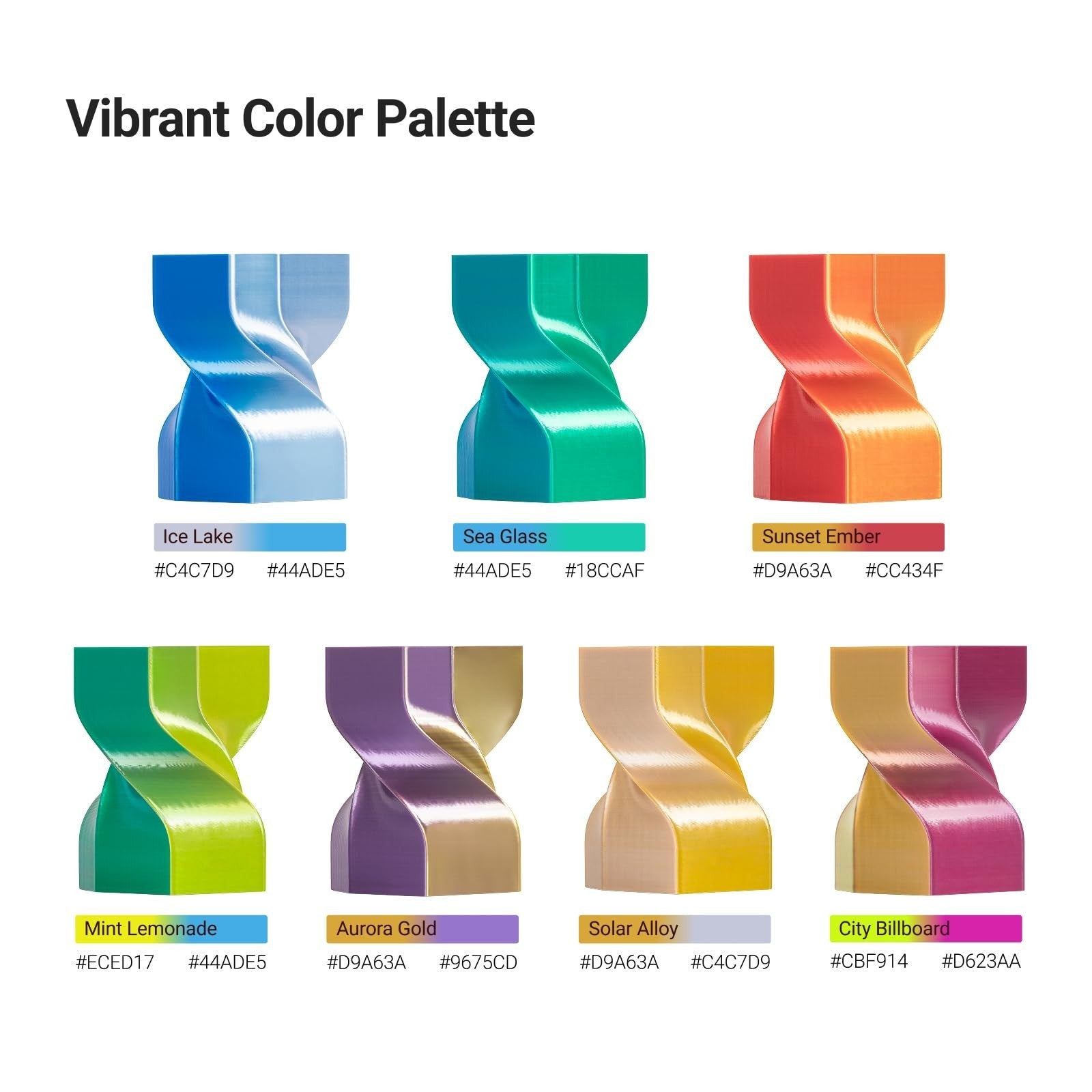 High-Quality Silk PLA Filament 1.75mm for 3D Printing - 1kg (2.2lbs) - Vibrant C4