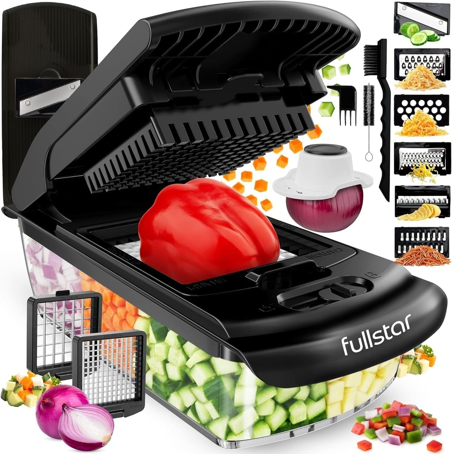 8 in 1 Vegetable Chopper & Mandoline Slicer   Sharp Stainless Steel Blades, Kitc1