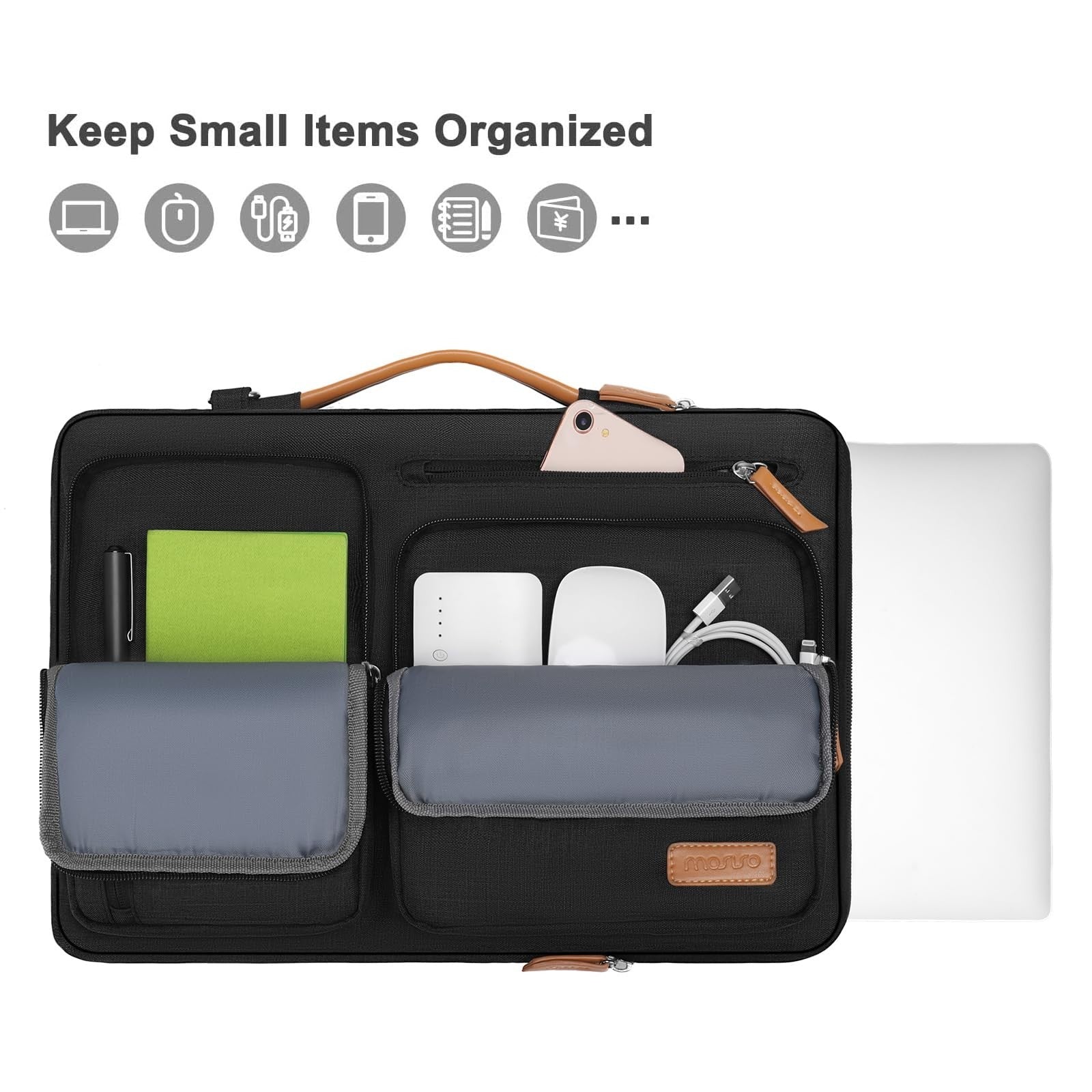 360 Protective Laptop Shoulder Bag for 15-15.6" Computers, Side Open Messenger w3