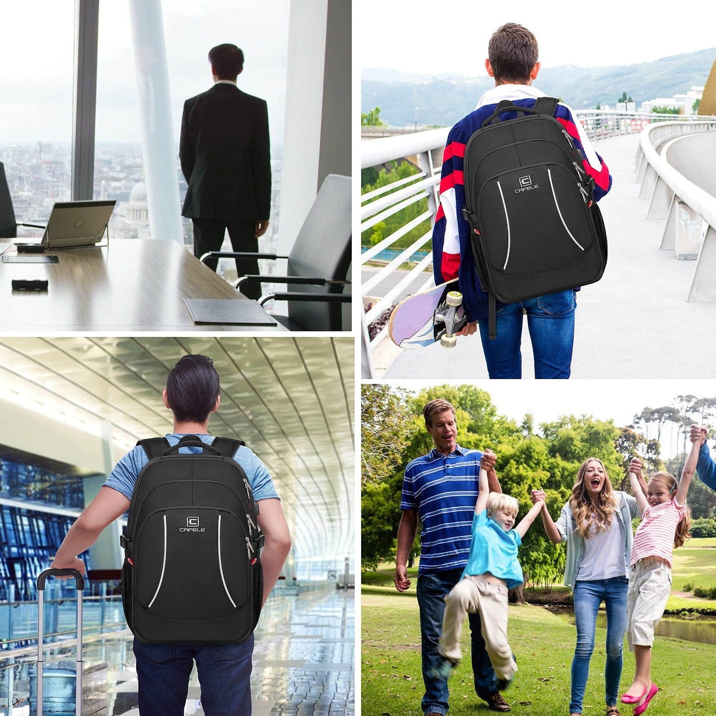 17.3" Laptop Backpack, USB Charging, Water Resistant, Sturdy School Rucksack, Ca5
