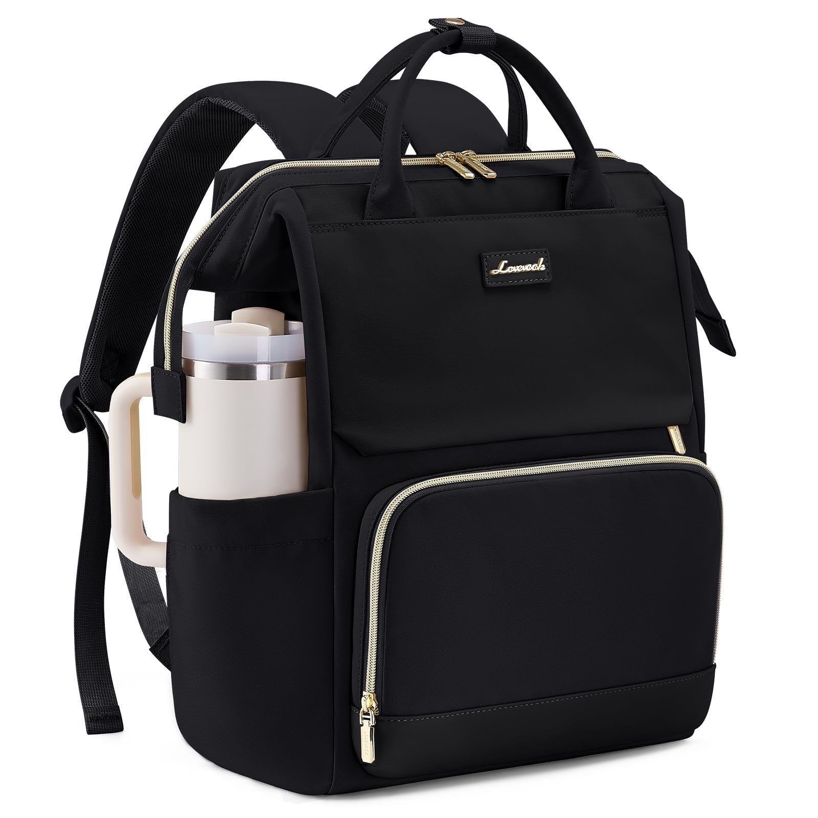 Stylish Laptop Backpack for Women   Giant Tumbler Holder, Travel, Work, Nurse, T1